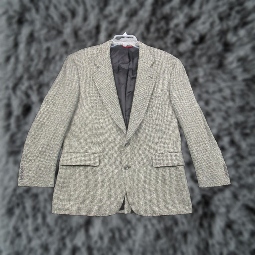 Jos. A. Bank Jos A Bank Blazer Mens 42 Regular Gray Herringbone Pure Cashmere Sport Coat Jacket Size 42R - 1 Thumbnail