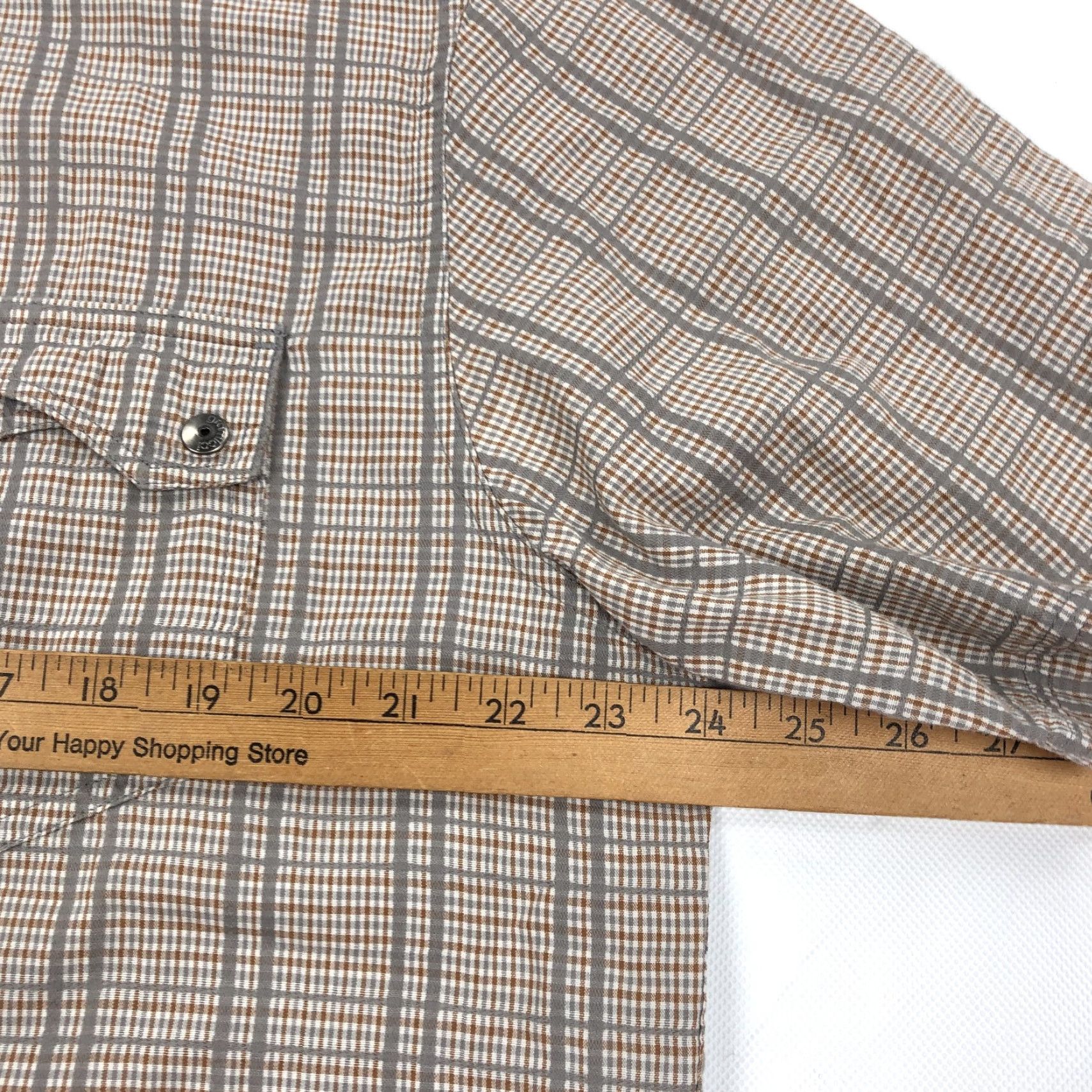 Gramicci Gramicci Shirt Main Selling Point Plaid Short Sleeve Button-Up Casual Men's XL Brown Gray Cotton Snap Size US XL / EU 56 / 4 - 7 Thumbnail