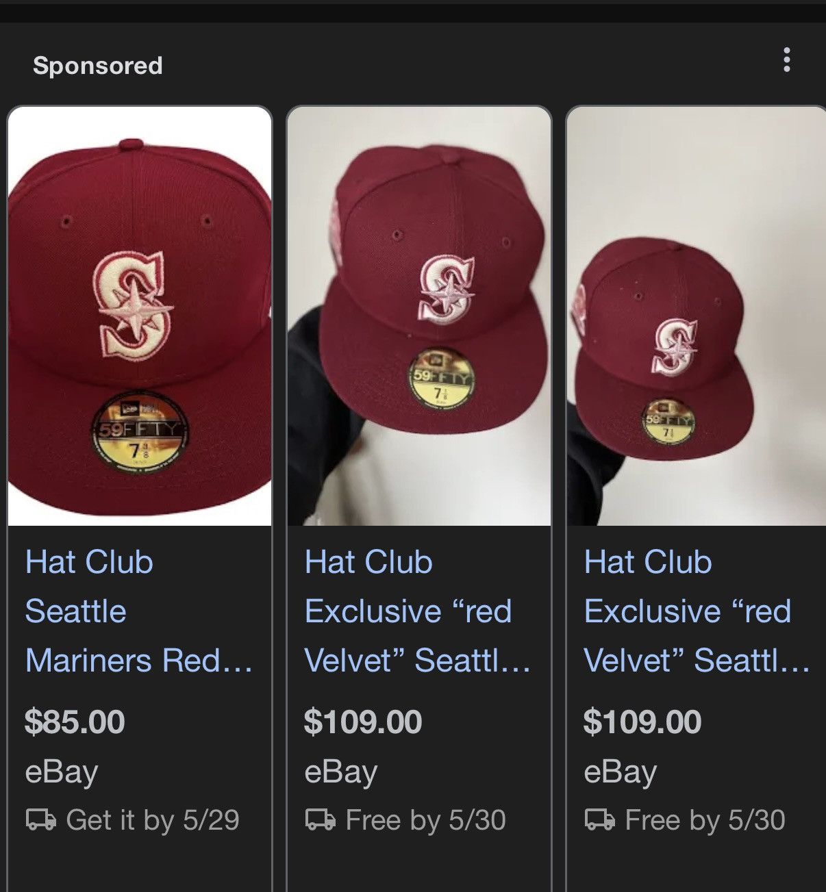 Capsule × Hat Club × New Era 7 5/8 Hat Club Red Velvet Seattle Mariners Size ONE SIZE - 7 Thumbnail