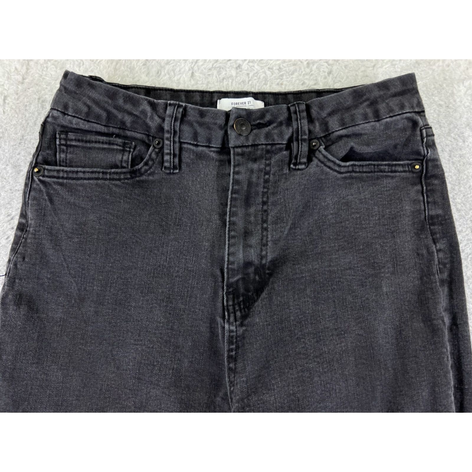 Forever 21 FOREVER 21 Jeans Juniors 30 Black Denim Flared High Rise 24x28 Cotton Blend 5-Pocket Design Womens Jeans Size 30" / US 8 / IT 44 - 4 Thumbnail