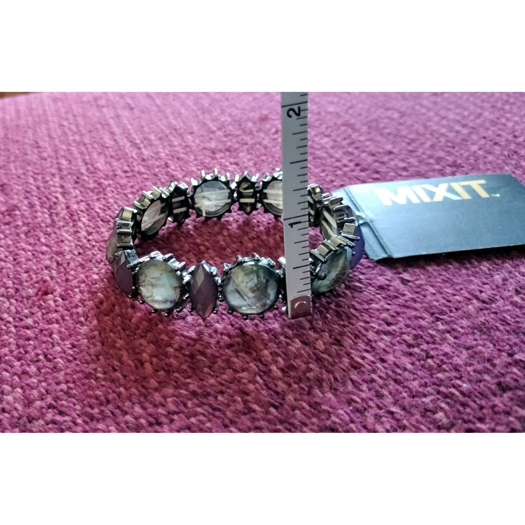 Other Mixit Stretch Bracelet Purple Silver Beads One Size Jewelry Size ONE SIZE - 3 Thumbnail