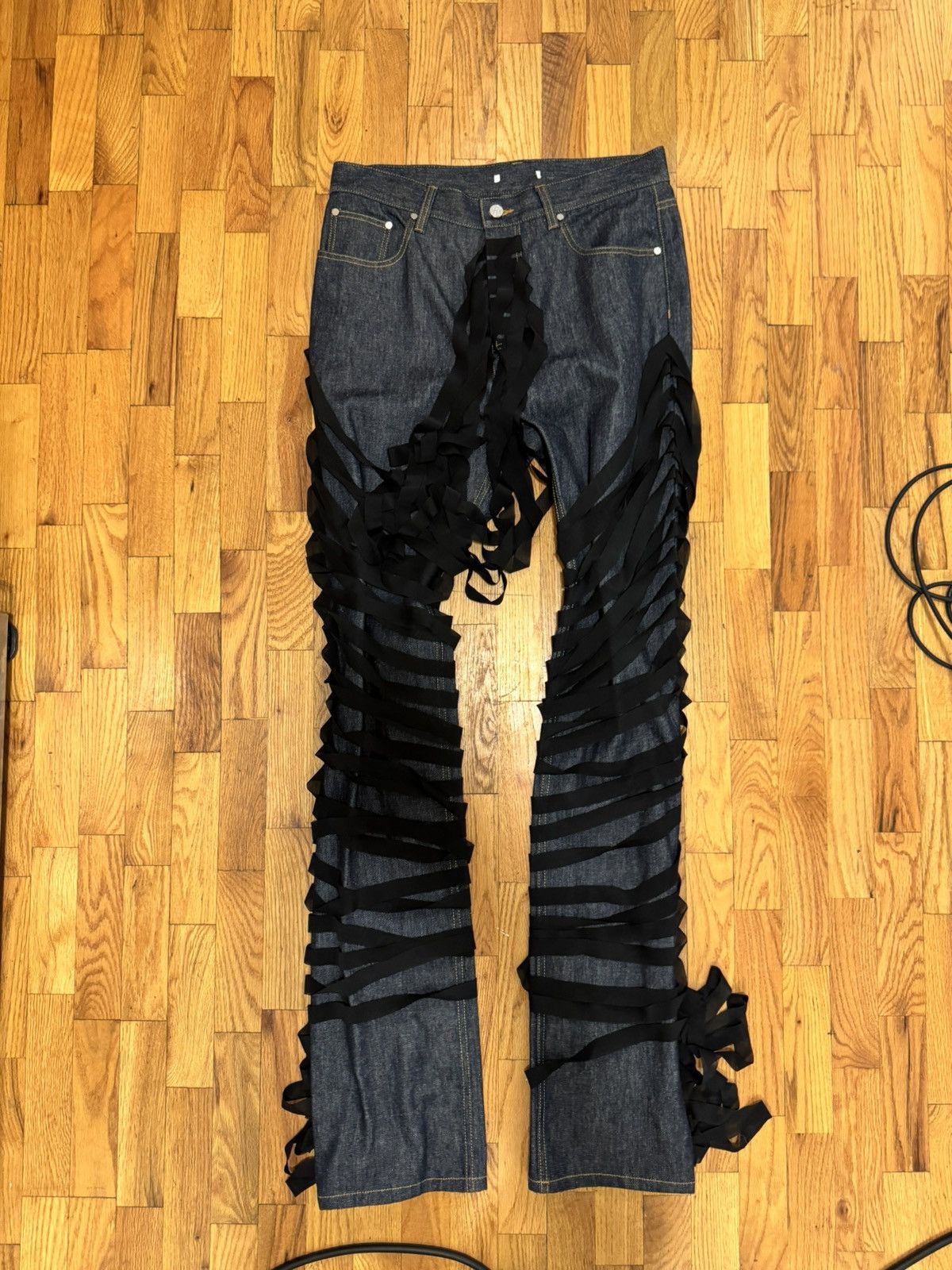 パンツ helmut lang bontage mummy denim pants Helmut Lang AW05 Bondage Strap Mummy Denim – HUIBEN