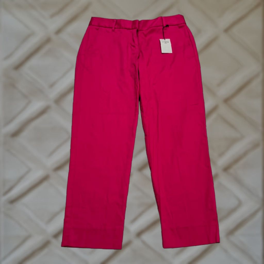 J.Crew VINTAGE? No — J.CREW Pink Cropped Tapered Leg Pants Womens 0P Petite Twill Cotton Cropped Pants, 23 in Inseam, 7? Wait. Size 25" / US 0 / IT 36 - 1 Thumbnail