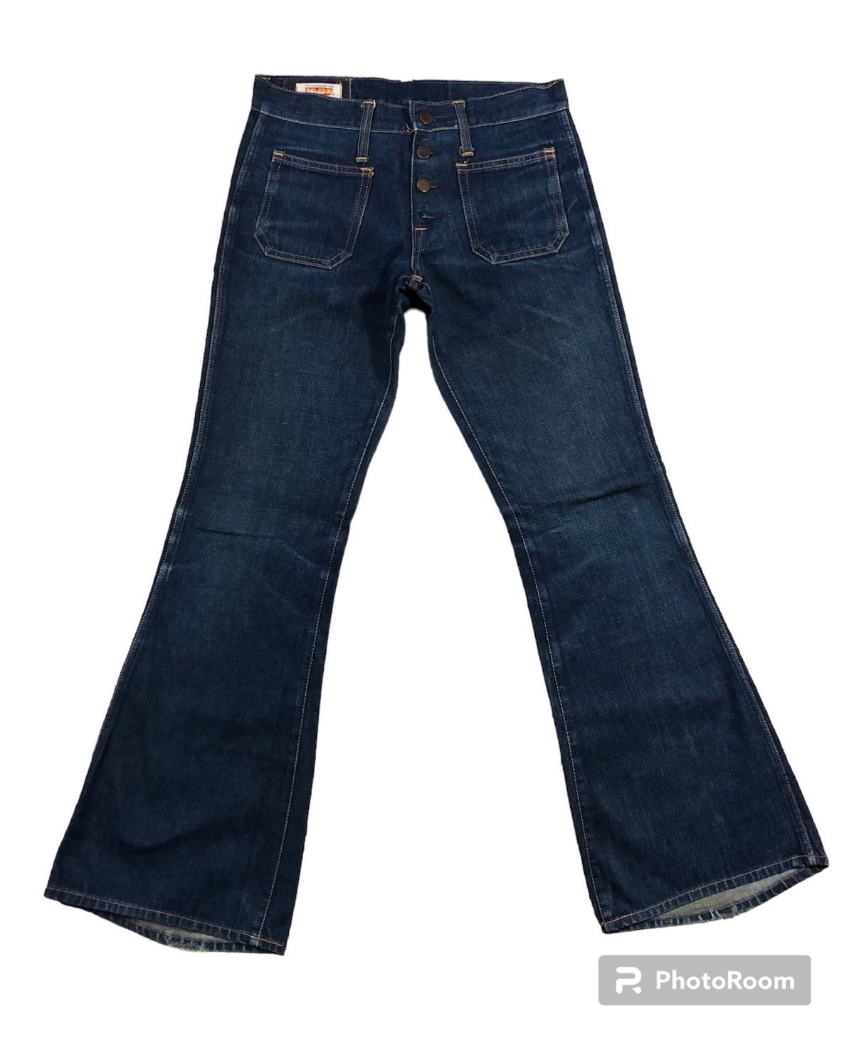 image of Vintage 70's Big John Sanforized Flare Jeans in Blue, Men's (Size 30)