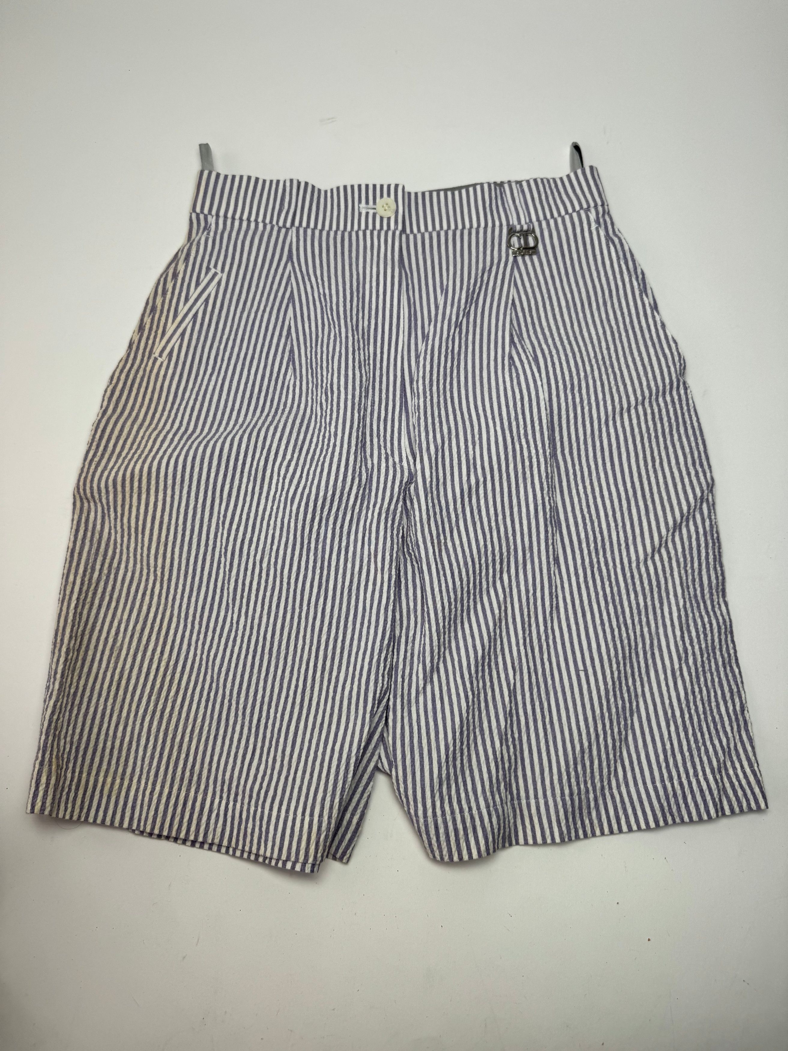 Dior Vintage Striped Shorts White Purple M Size 30" / US 8 / IT 44 - 1 Thumbnail