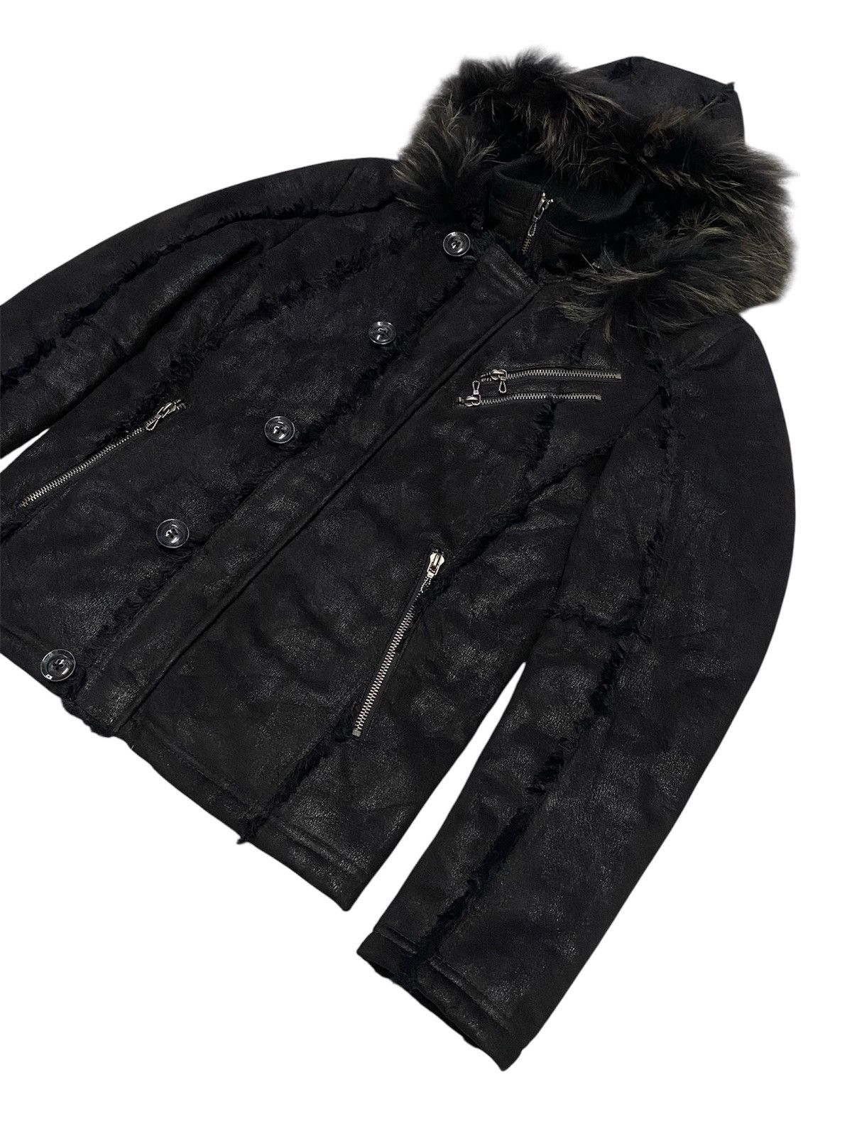 GOSTAR DE FUGA Fuga Waxed Faux Fur Suede Cotton Hoodie Jacket Size M / US 6-8 / IT 42-44 - 23 Thumbnail