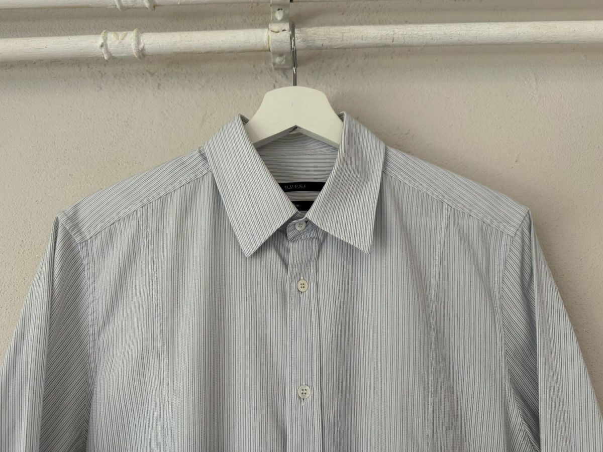 Gucci Blue Pinstripe Slim Shirt in Cotton Poplin Size US M / EU 48-50 / 2 - 3 Thumbnail