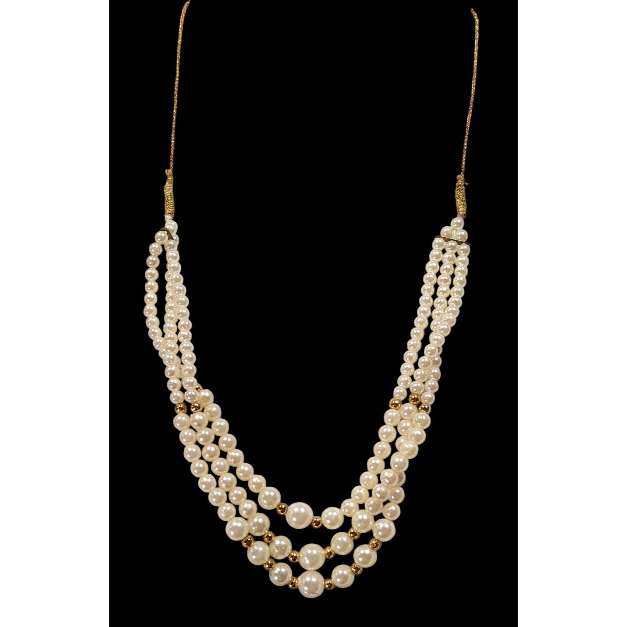Other Indian Layered Faux Pearl Necklace With Gold Tone Accents Size ONE SIZE - 2 Thumbnail