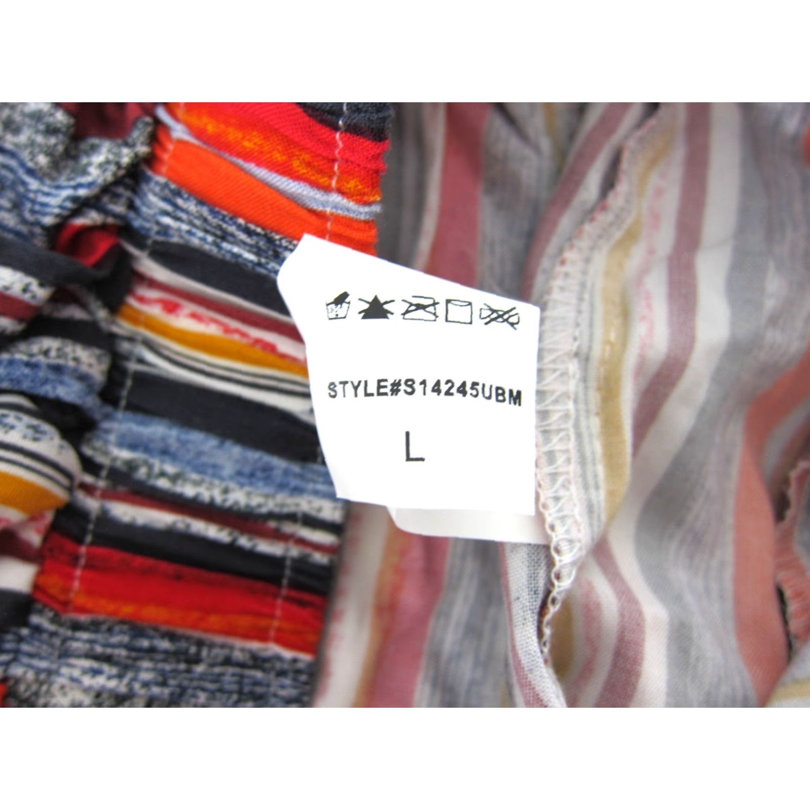 Vintage VINTAGE Mustard Seed Chino Shorts L Womens 30" waist 2.5" inseam Pocket Striped Rayon Gray Orange Red NWT Size 36" / US 14 / IT 50 - 4 Thumbnail