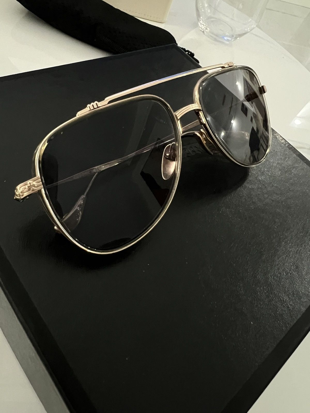 Chrome Hearts Chrome Hearts „Whisker Biscuit“ Gold Aviator Glasses Size ONE SIZE - 1 Thumbnail