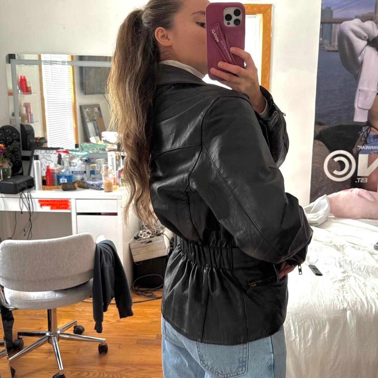 Vintage Vintage Black Leather Moto Size M / US 6-8 / IT 42-44 - 3 Thumbnail