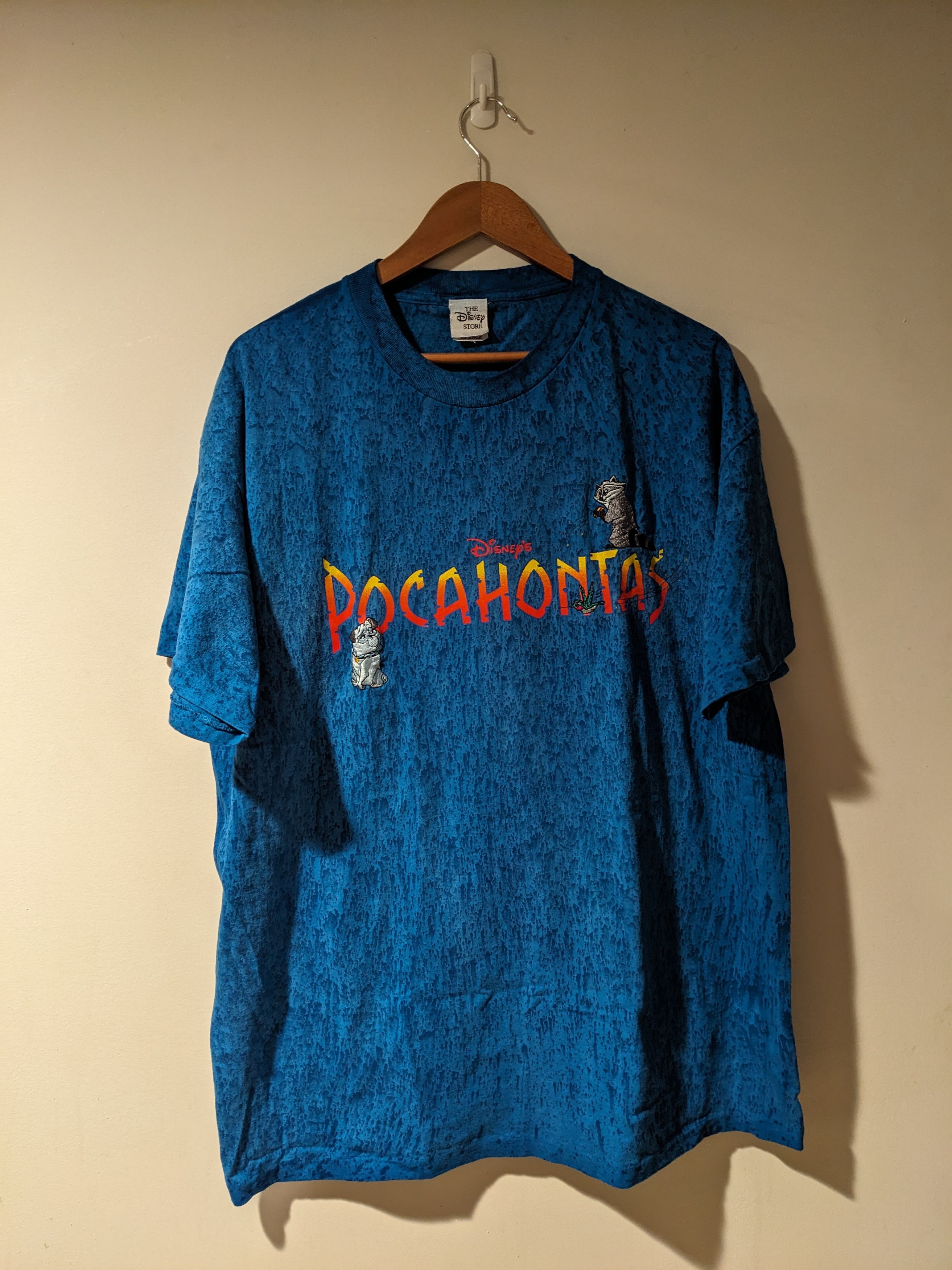 image of 90's Disney Catalog Pocahontas Movie Promo T-Shirt in Blue, Men's (Size XL)