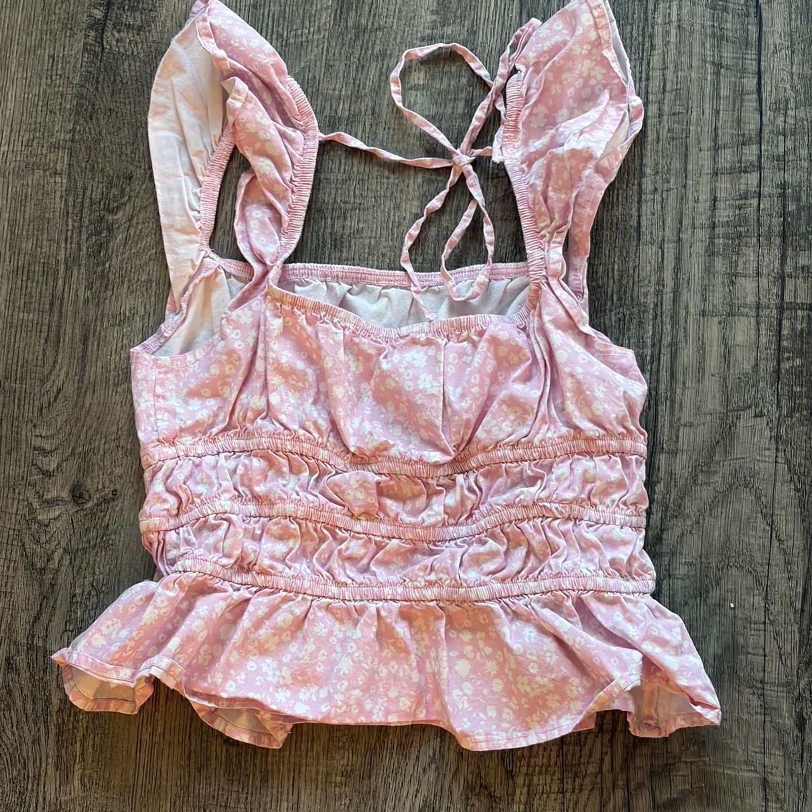 Other Altar'd State Pink Floral Tank with Ruffles - Size: S Size S / US 4 / IT 40 - 2 Thumbnail
