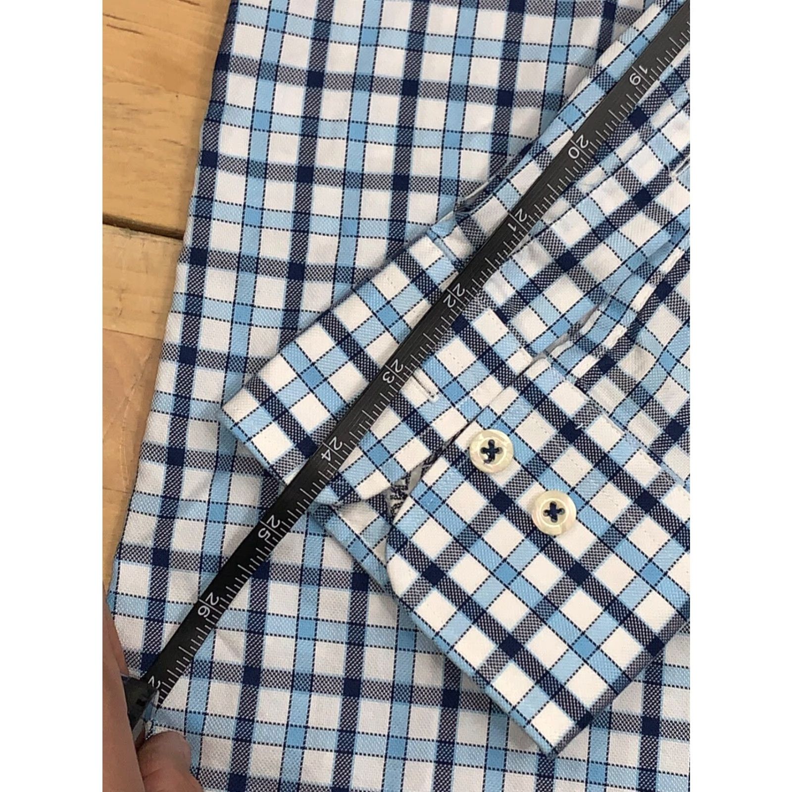 Peter Millar Peter Millar Mens Button-Up Plaid Shirt M Blue Long Sleeve Size US M / EU 48-50 / 2 - 7 Thumbnail