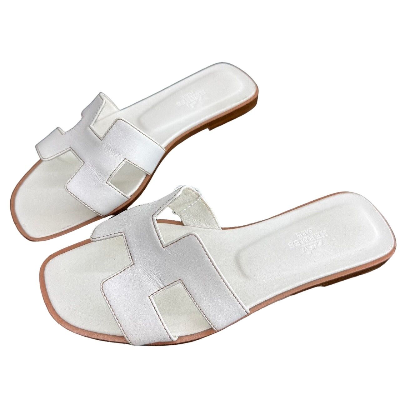 Hermes Hermes White Oran Sandals Size 37 Size US 7 / IT 37 - 1 Thumbnail