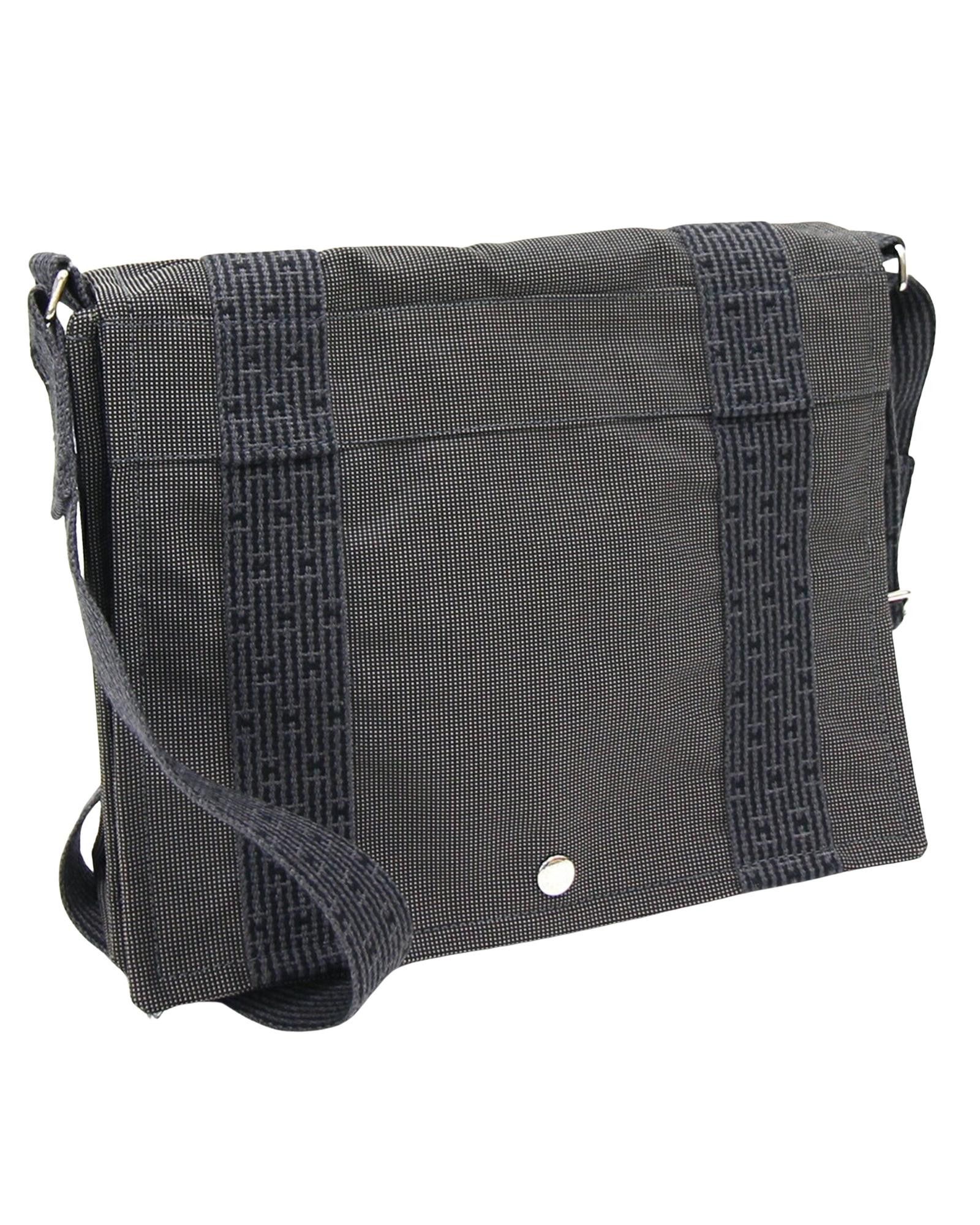 image of Hermes Gray Canvas Messenger Shoulder Bag in Grey, Women's