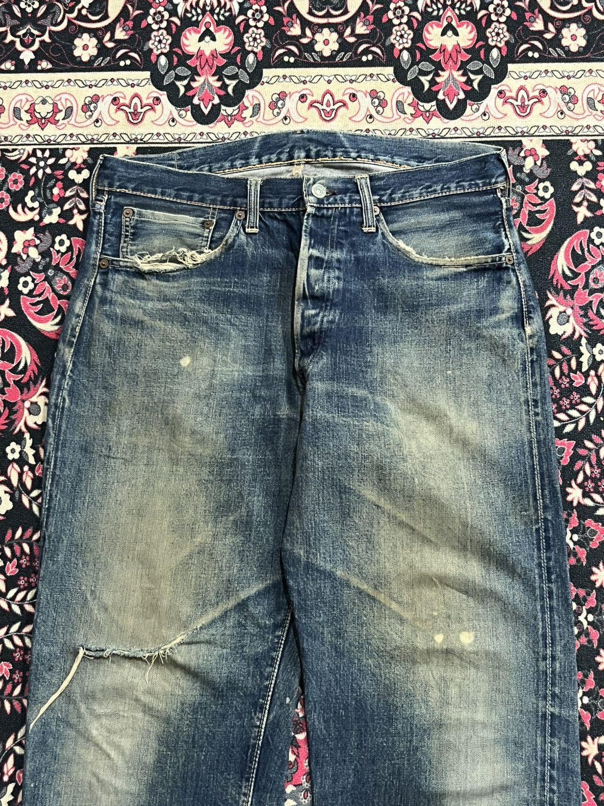 The Real McCoy's Joe McCoy & Co Lot 905 Dark Faded Distressed Selvedge Jeans Size US 34 / EU 50 - 5 Thumbnail