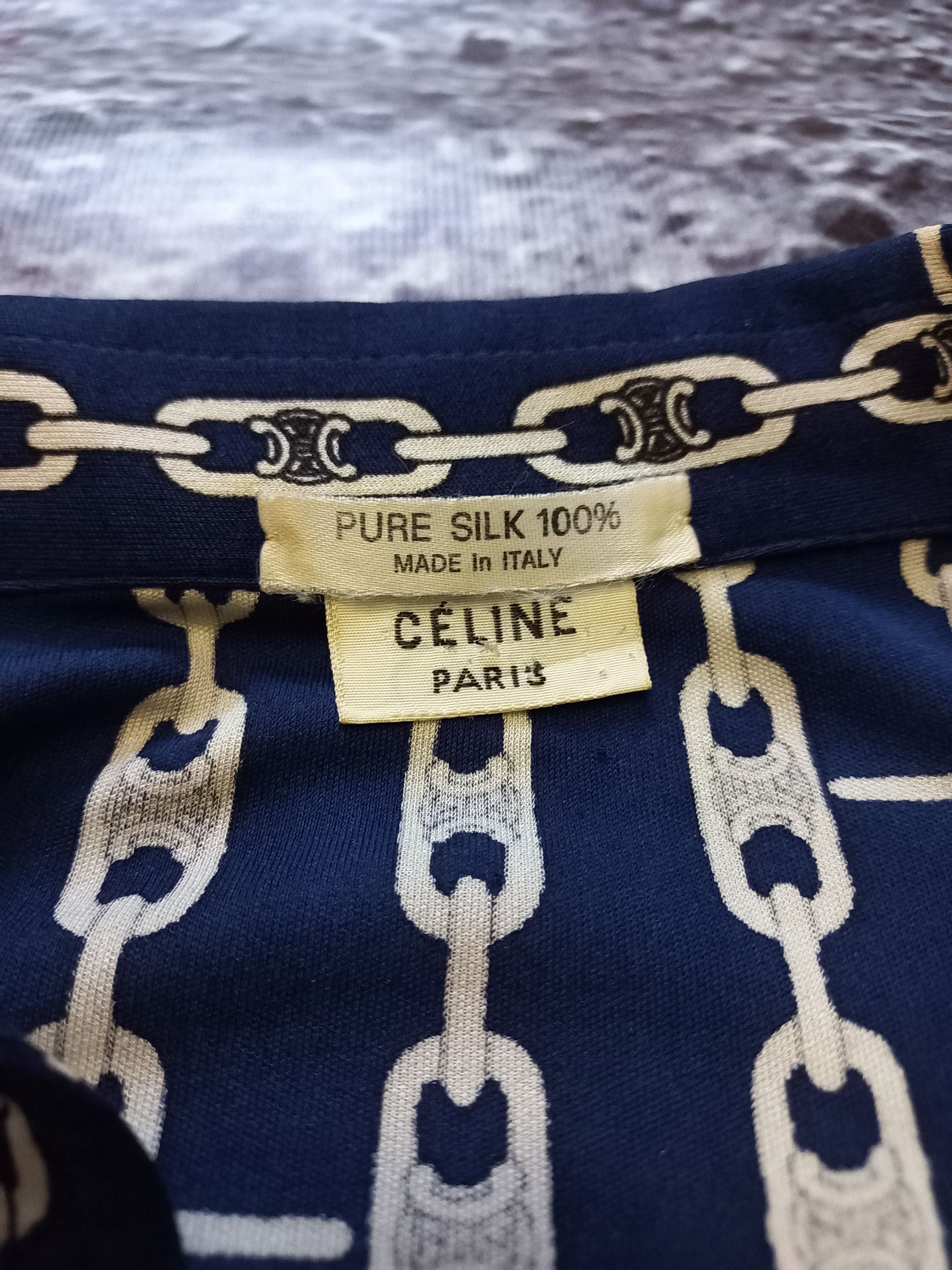 Celine × Vintage Shirt Celine Blue Womens, Pure Shilk 100 Size L / US 10 / IT 46 - 11 Thumbnail