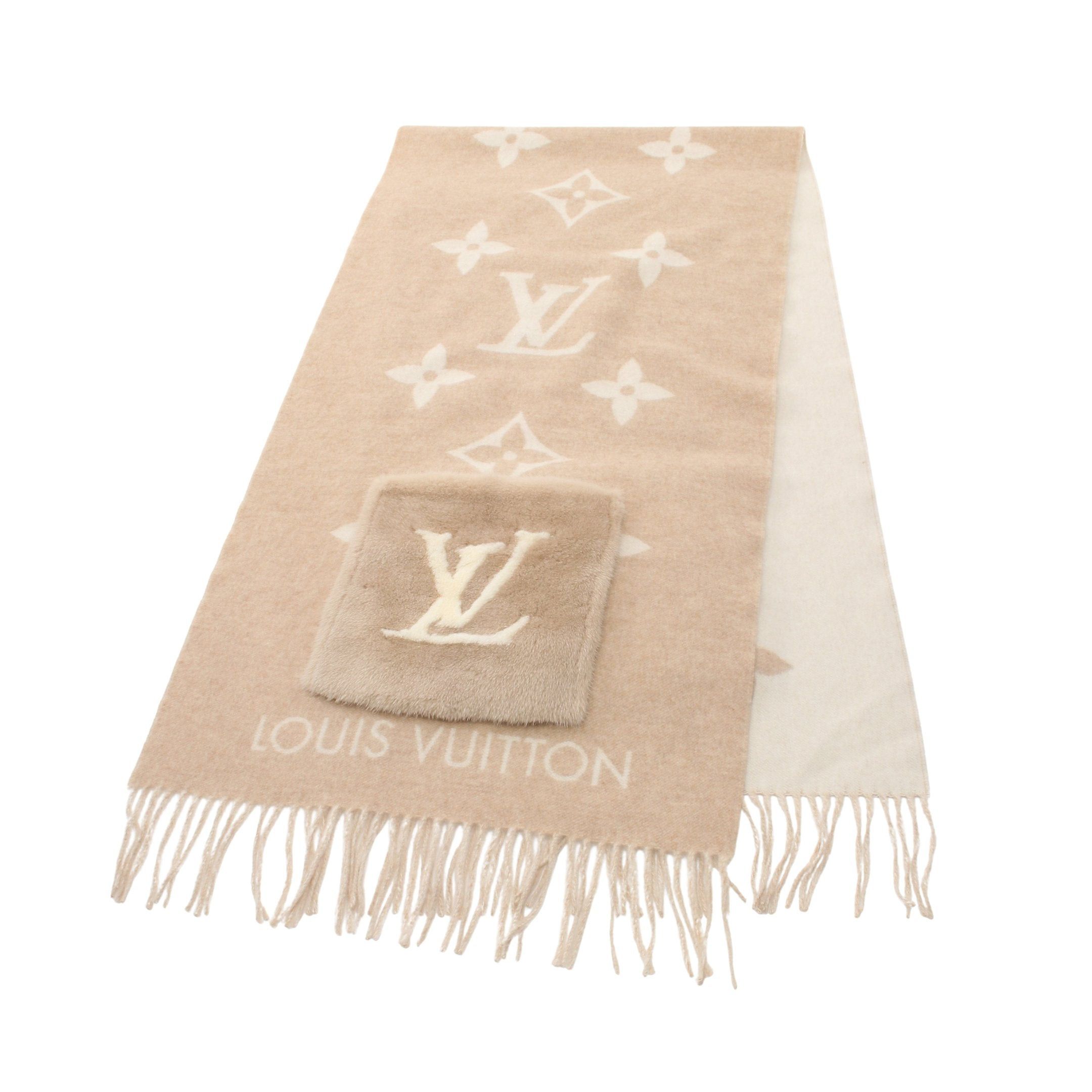 Louis Vuitton Louis Vuitton Écharpe Gold Reykjavik Scarf Cashmere Mink Beige Off White Size ONE SIZE - 1 Thumbnail