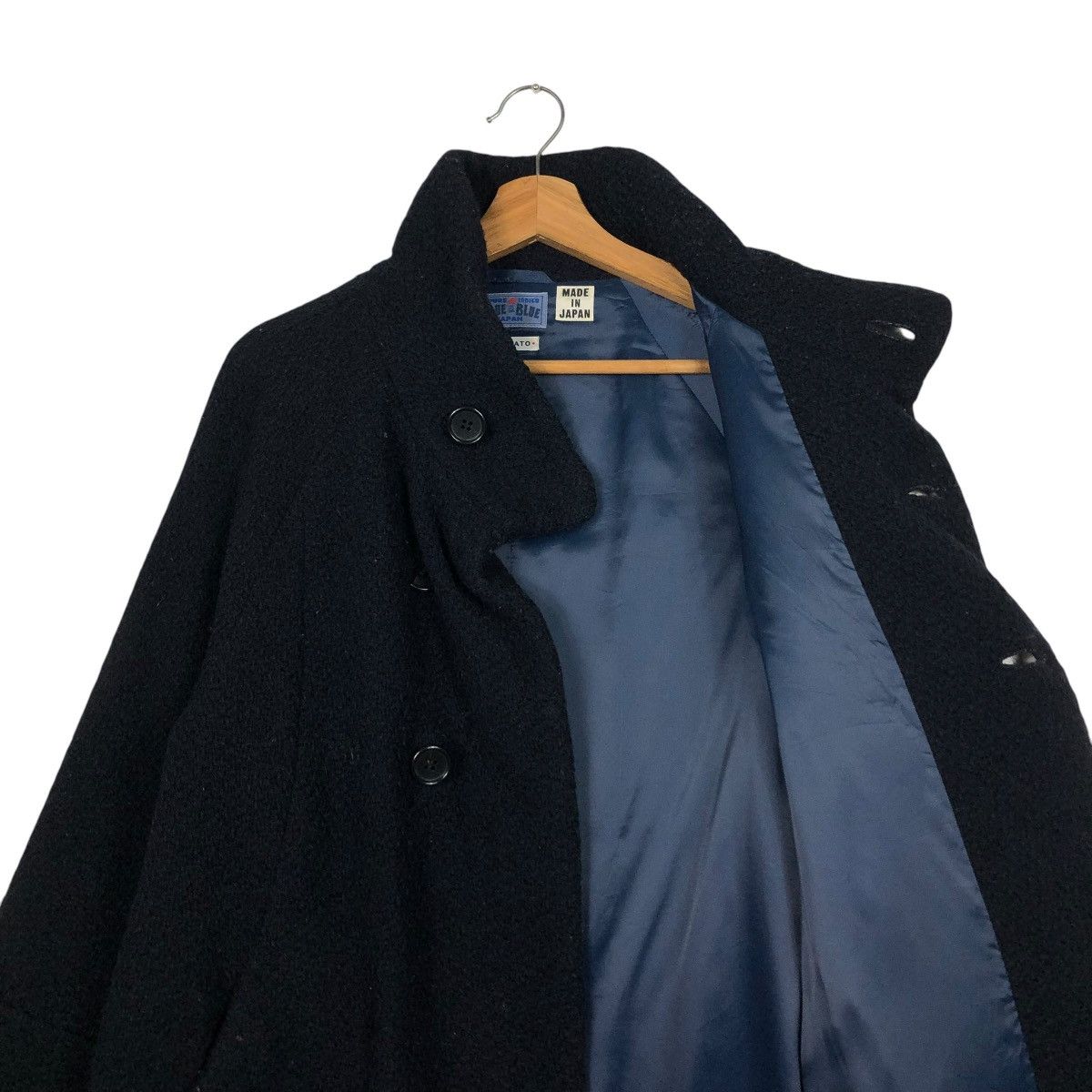 Blue Blue Japan 🔥VINTAGE WOOL JACKET TURTLE COLLAR BLUE BLUE JAPAN ARIGATO Size US M / EU 48-50 / 2 - 14 Thumbnail