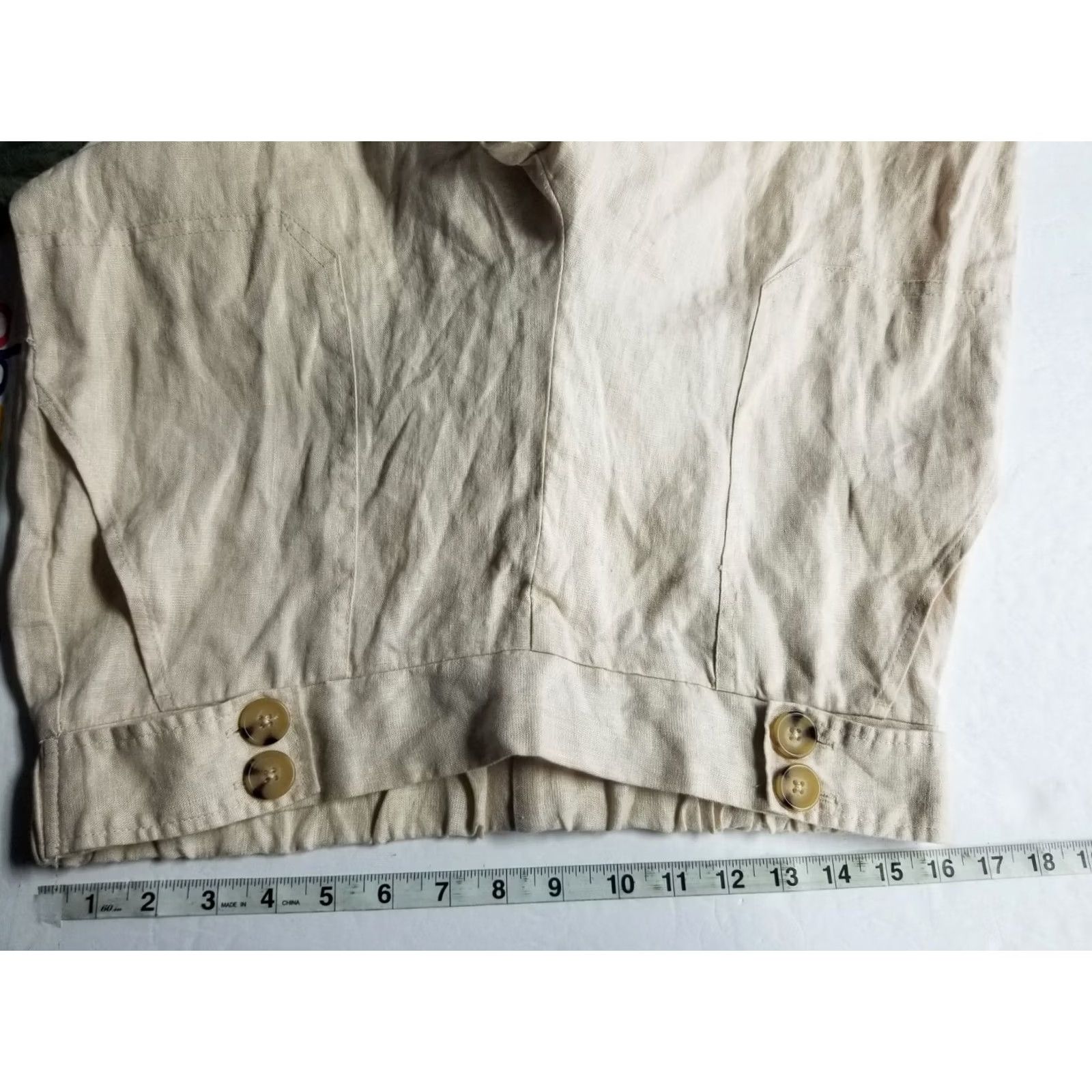Vintage Calligraphie Linen Wide-Leg Pants Size Medium Women Tan Ankle Casual Regular Knit Vintage No Size 32" / US 10 / IT 46 - 3 Thumbnail