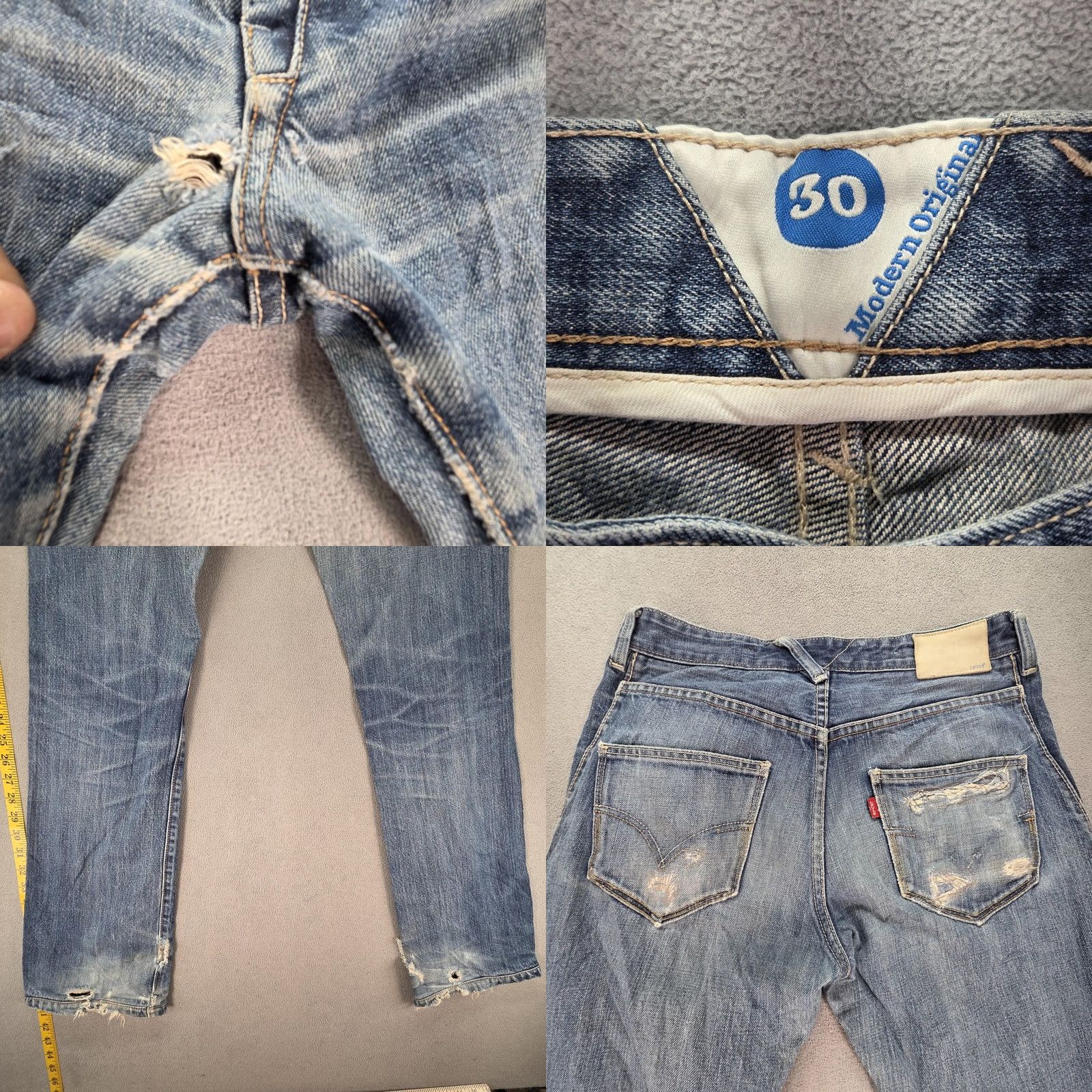 Levi's Levis Jeans Mens Regular Straight 29x32 Blue Light Distressed Pockets Logo Vintage: No, Selvedge Not N/A Size US 29 - 10 Thumbnail