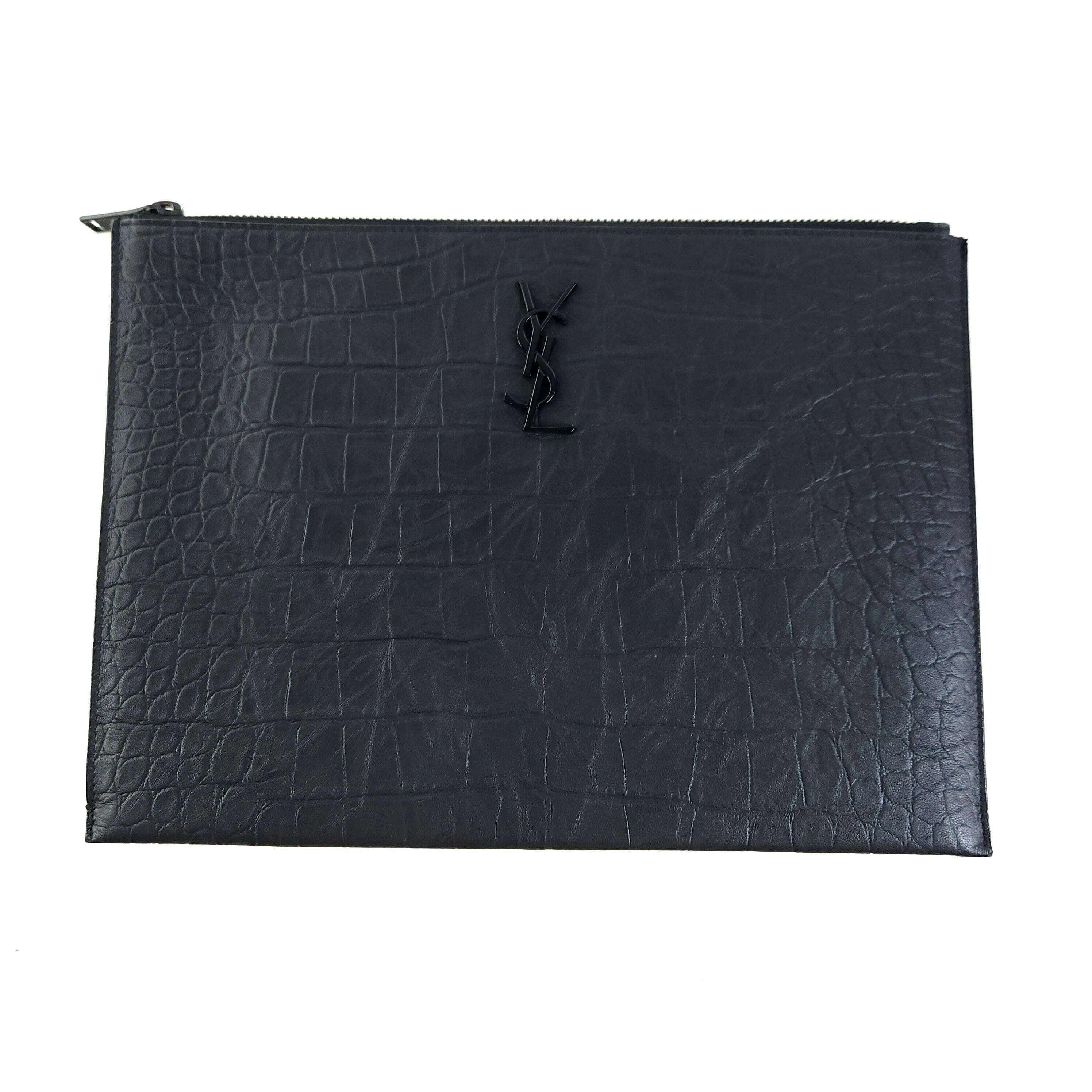 Yves Saint Laurent Crocodile Embossed Leather Cassandra Clutch Bag Size ONE SIZE - 1 Thumbnail