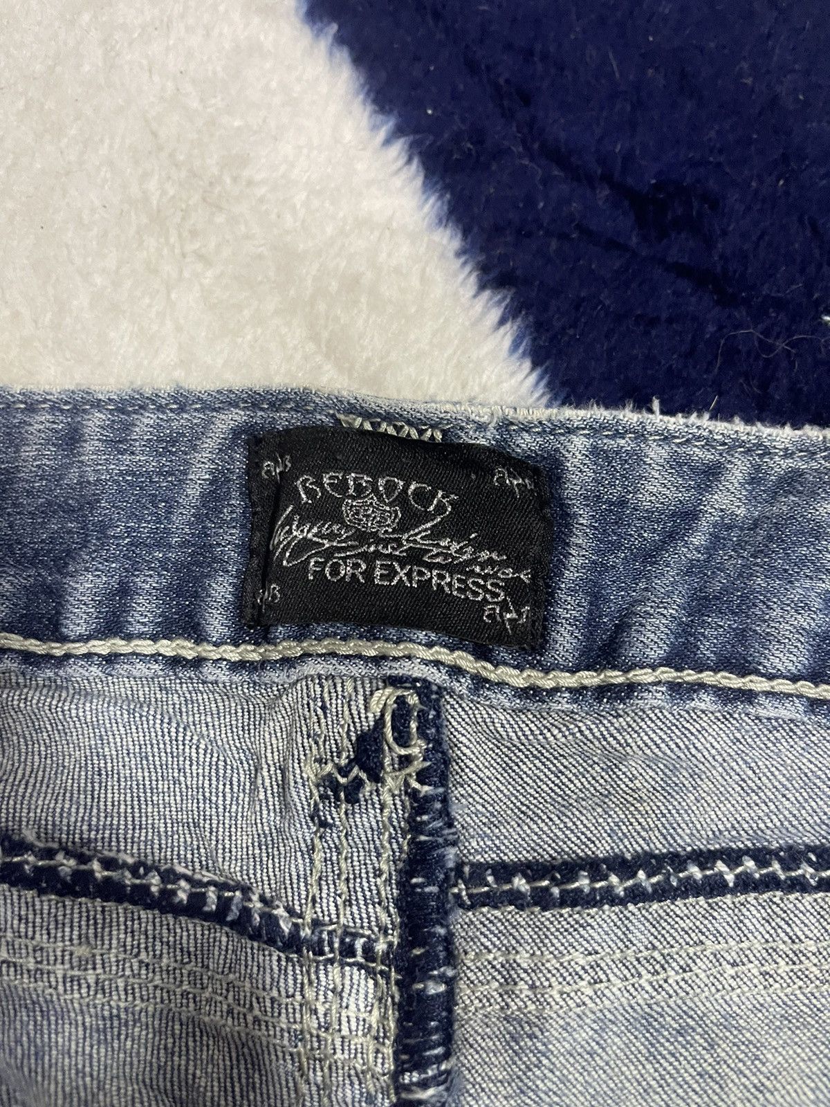 Japanese Brand Ne Rock for Express Distressed Flare Jeans (14) Size 33" - 9 Thumbnail