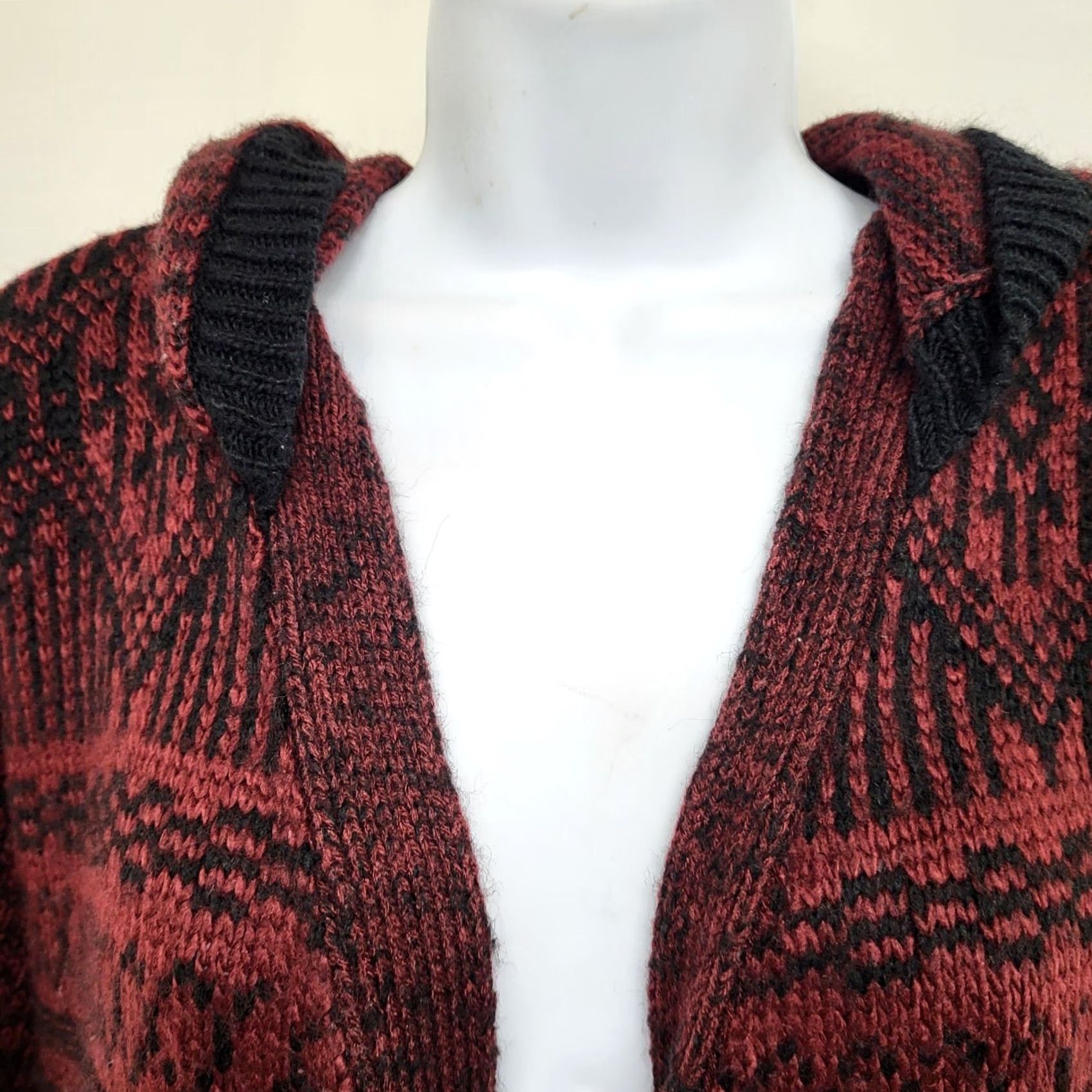 Miss Me Miss Me Cardigan Sweater Womens Small Dark Red Acrylic Knit Hooded Button Snap Knit Style Cardigan Bohemian Size S / US 4 / IT 40 - 3 Thumbnail