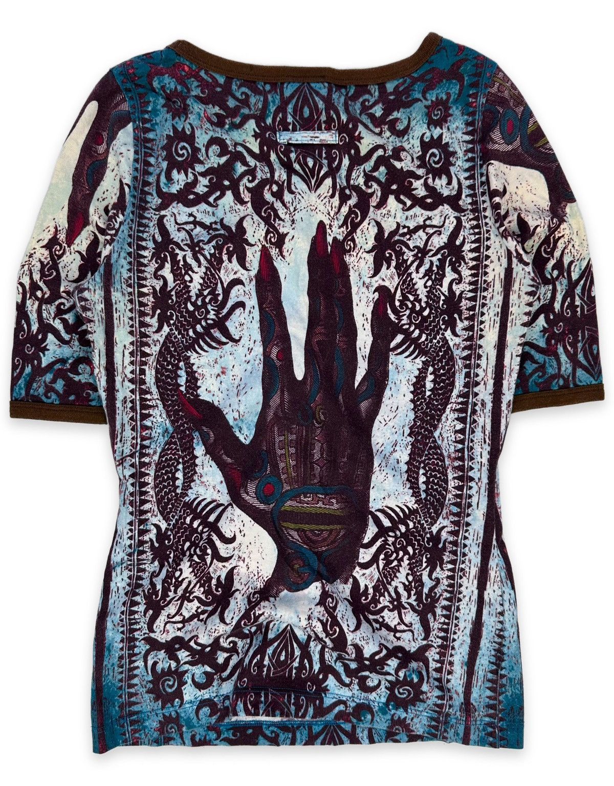 Jean Paul Gaultier 90s Jean Paul Gaultier ‘Devil’s Hand’ Gothic Tattoo T-Shirt Size US S / EU 44-46 / 1 - 4 Thumbnail