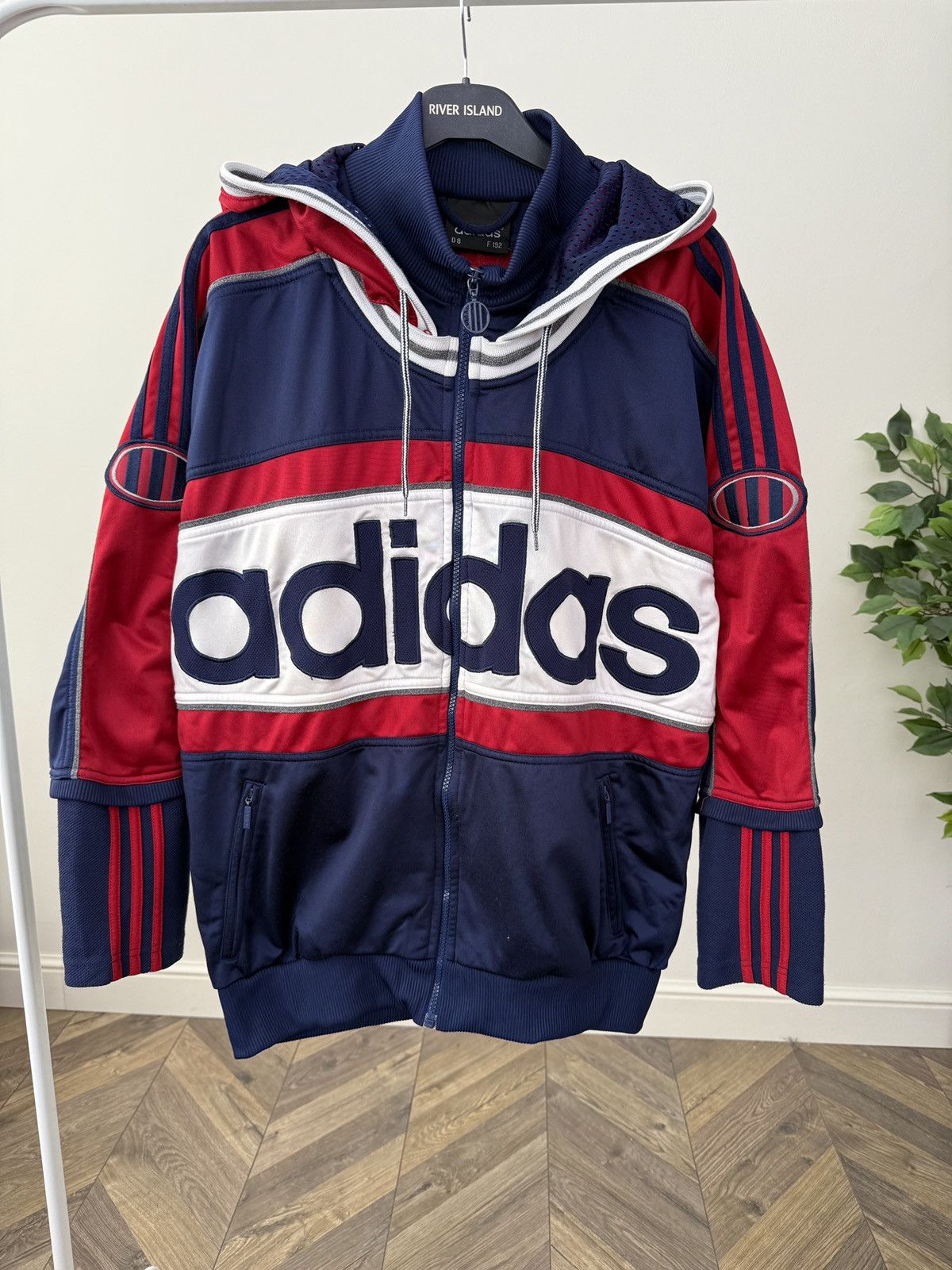 Adidas Vintage 90s Adidas Big Spell Out Hooded Track Jacket Size US M / EU 48-50 / 2 - 1 Thumbnail