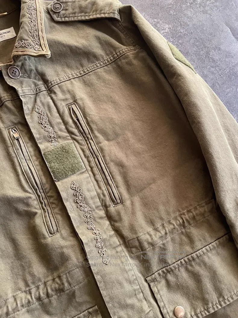 Saint Laurent Paris Saint Laurent Paris Military Green Gold Thread Court Embro Size XS / US 0-2 / IT 36-38 - 3 Thumbnail