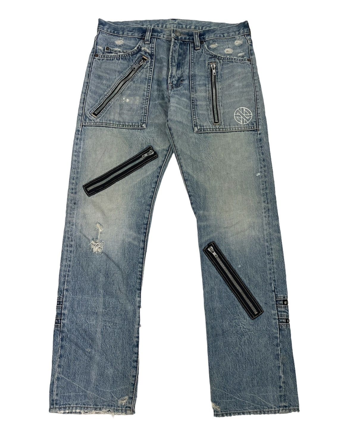 image of Hysteric Glamour x Vintage Rna Inc Multi Zipper Punk Seditionaries Jeans in Light Blue Wash (Size 3