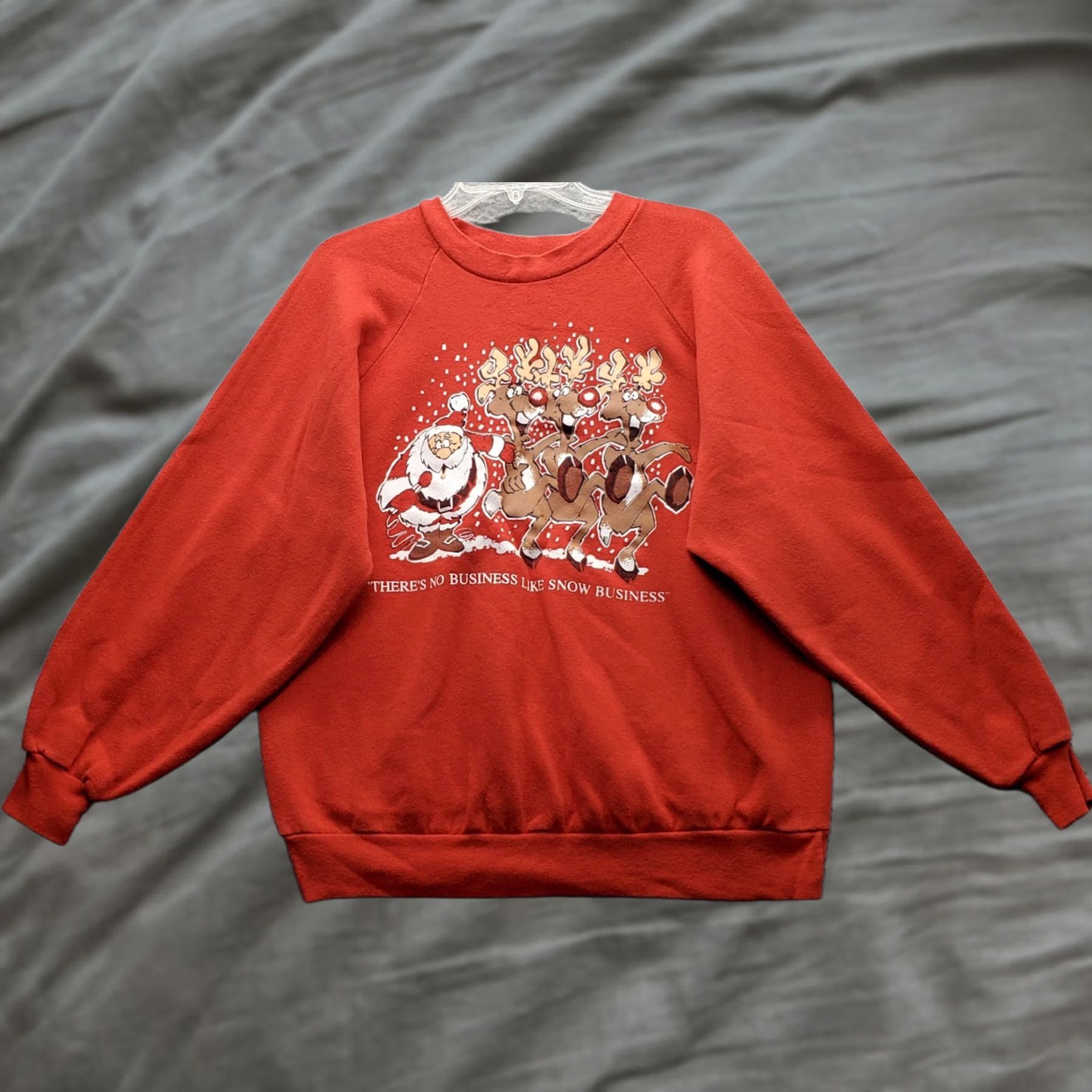 Vintage TNT Unisex Shirt XL Red Santa & Reindeers Christmas Sweatshirt Santa Claus Holiday Christmas TNT by Trau & Loevner Unisex Adults Mens Women Size US XL / EU 56 / 4 - 1 Thumbnail