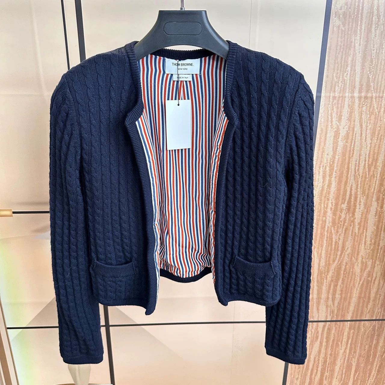 Thom Browne Striped Wool Knit Cardigan