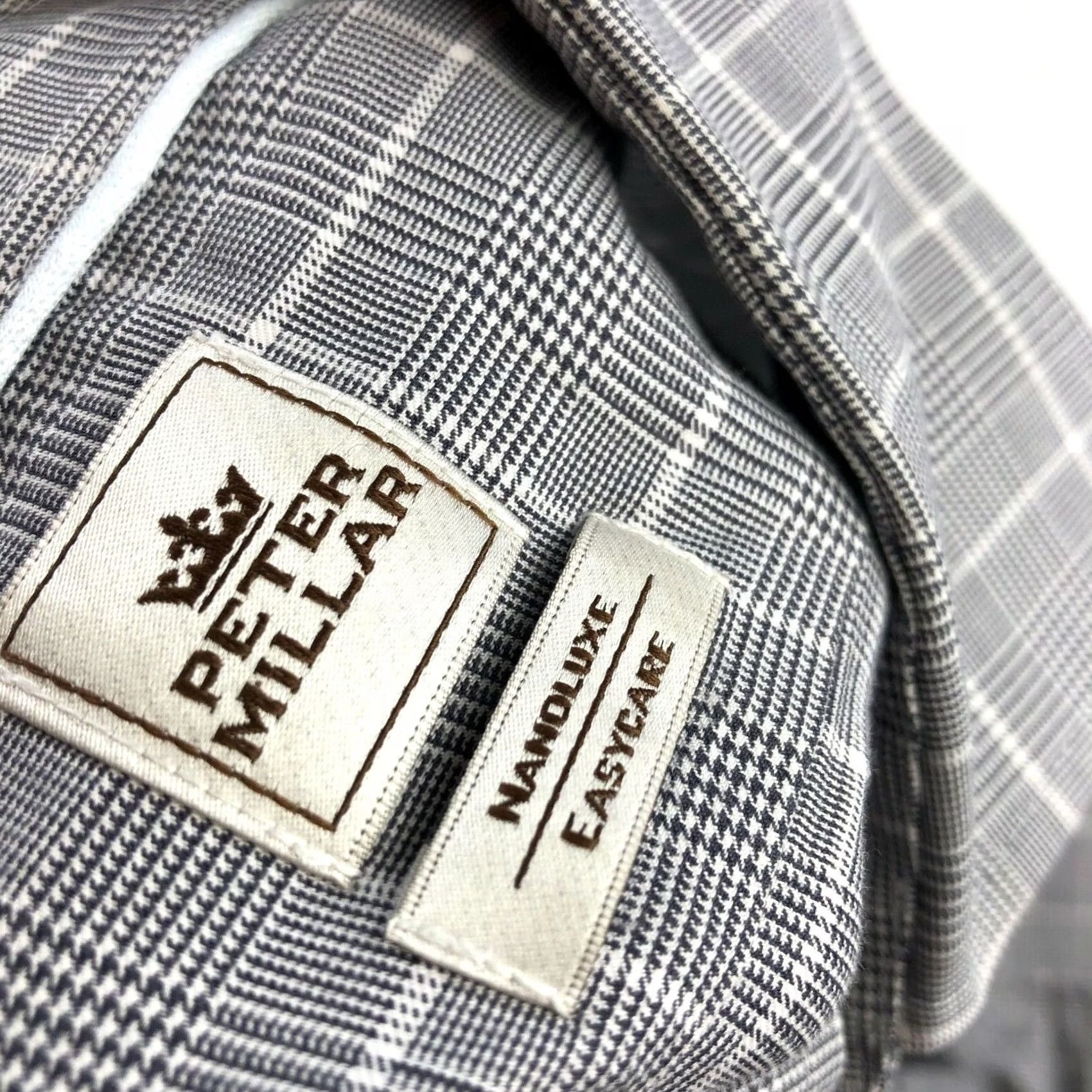 Peter Millar Peter Millar Nanoluxe Easy Care 17 Dress Shirt Long Sleeve Button Front Collared Plaid Gray Mens Regular Size 17 Size 46R - 5 Thumbnail