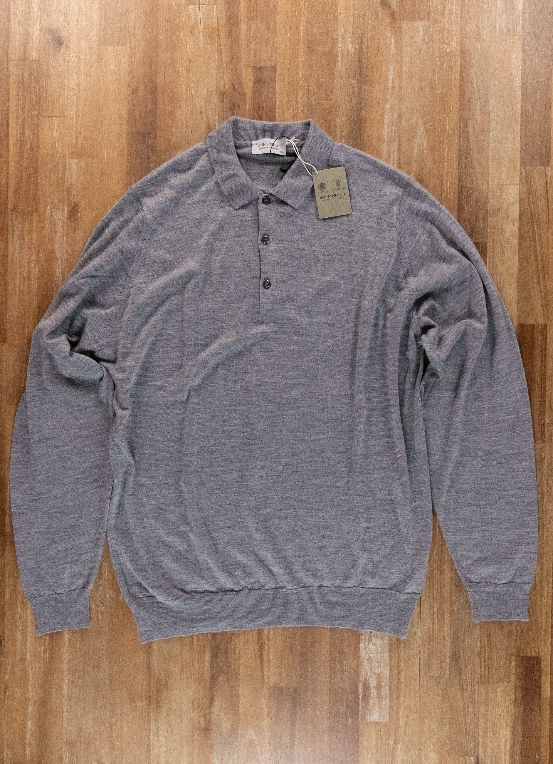 John Smedley JOHN SMEDLEY Belper solid gray merino wool polo sweater XXL Size US XXL / EU 58 / 5 - 1 Thumbnail