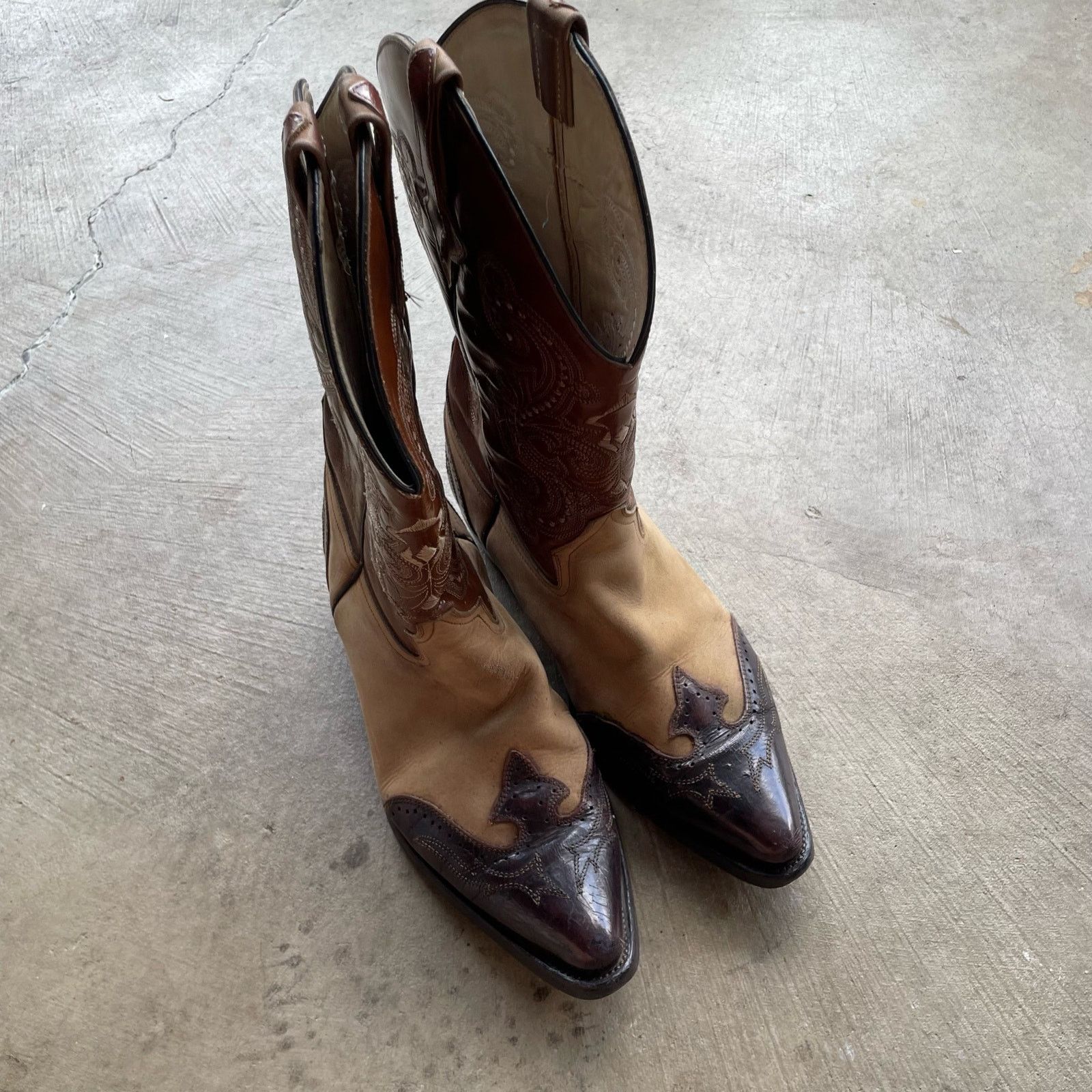 Vintage VINTAGE LEATHER COWBOY BOOTS BROWN SZ 11 MEXICO SUEDE Size US 11 / EU 44 - 2 Thumbnail