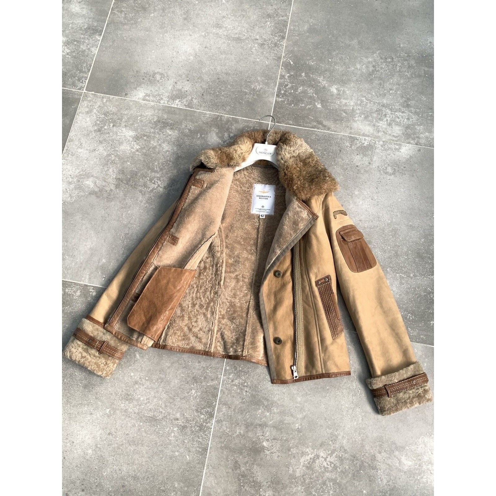 Aeronautica Militare AERONAUTICA MILITARE Sheepskin Fur Biker Jacket Coat IT 42 S Size M / US 6-8 / IT 42-44 - 2 Thumbnail