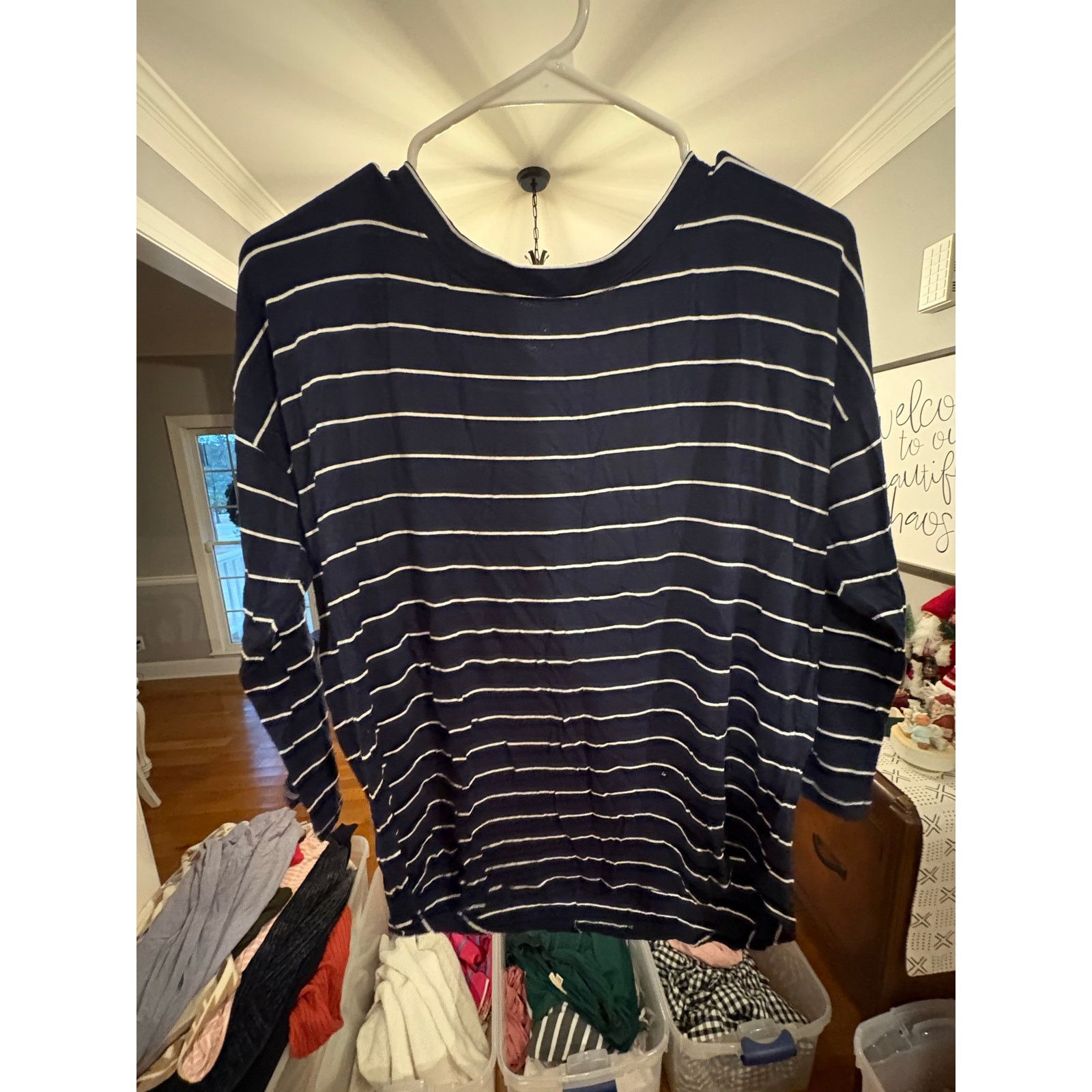 Loft LOFT Outlet Navy Striped Long Sleeve Top Women’s XS Size XS / US 0-2 / IT 36-38 - 4 Thumbnail
