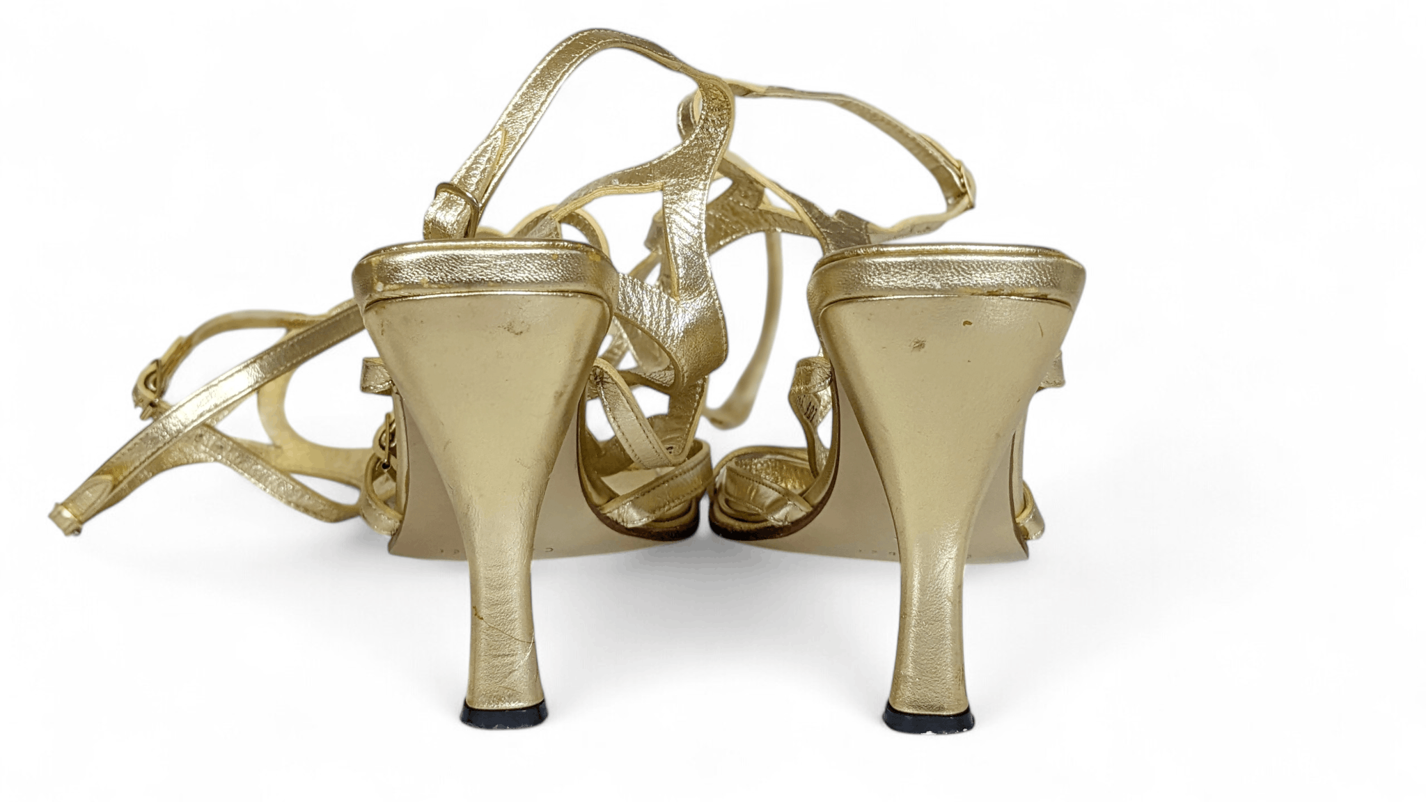 Casadei CASADEI Gold Leather Gladiator Sandals Heels Size EU37 US8 Size US 8 / IT 38 - 4 Thumbnail