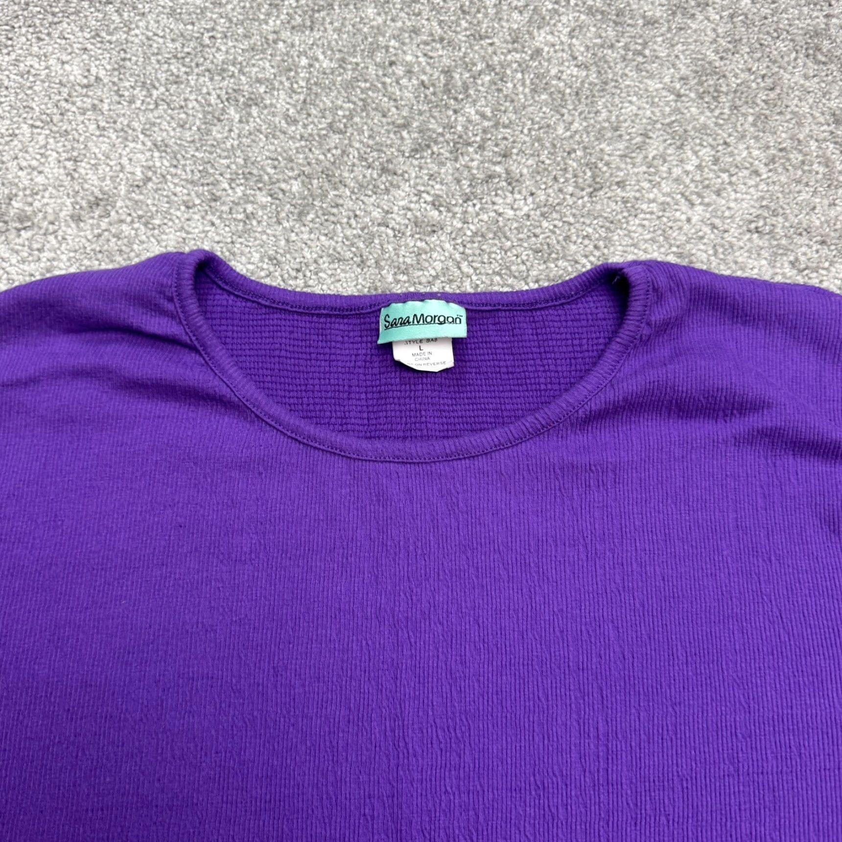 Vintage VINTAGE Sara Morgan T-Shirt Womens Large Purple Knit Basic Crew Neck Tee 90s Classic Retro Shirt Size L / US 10 / IT 46 - 3 Thumbnail