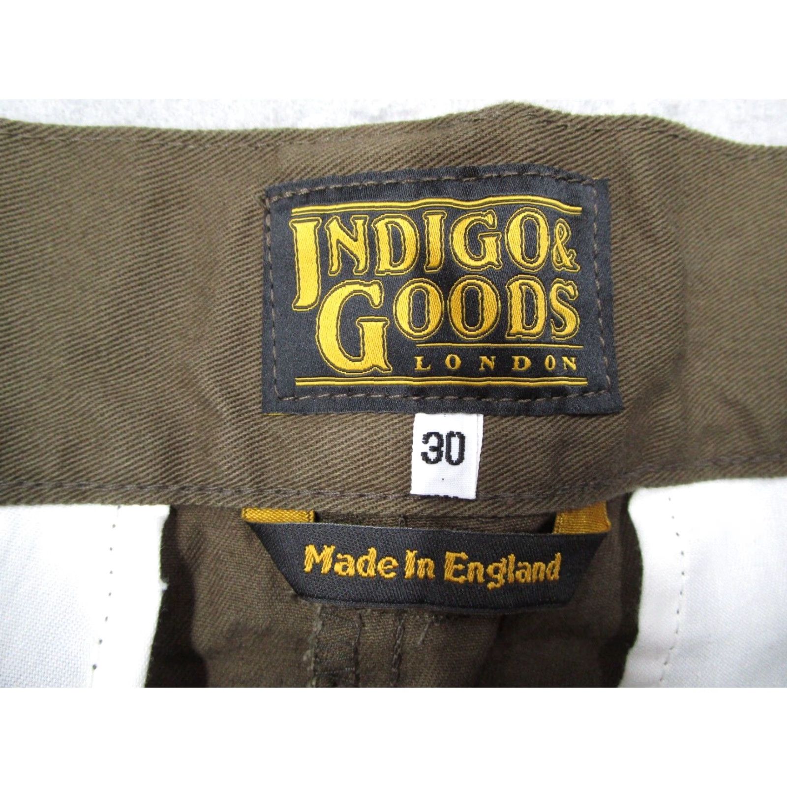 Vintage Indigo & Goods Chinos Mens 30 Green Cotton Twill Workwear Pants Made in England Size US 30 / EU 46 - 3 Thumbnail