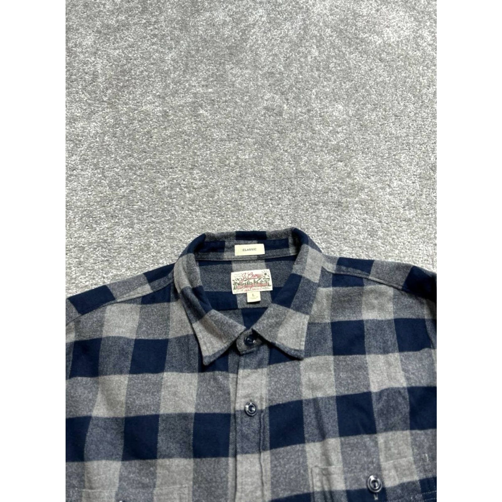 J.Crew J. Crew Classic Midweight Flannel Work Shirt Mens Large Blue Cotton Utility Size US L / EU 52-54 / 3 - 3 Thumbnail