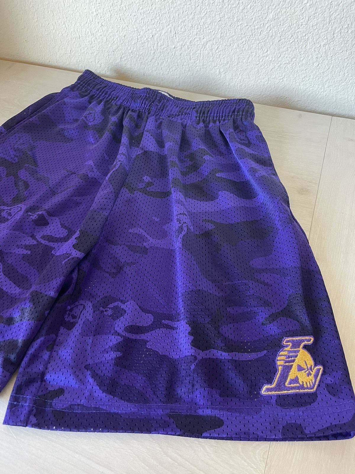 Warren Lotas Warren Lotas x LA Lakers Purple Camo Mesh Shorts-Size