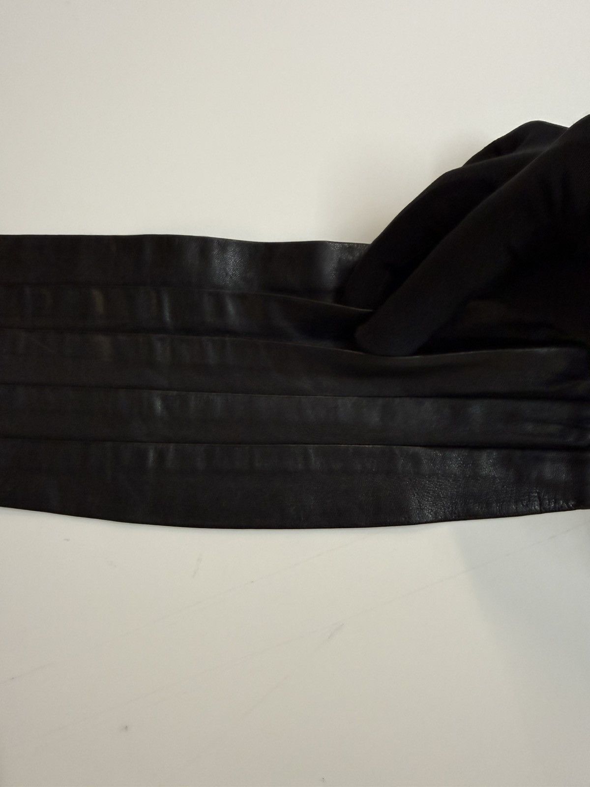 Saint Laurent Paris Saint Laurent Paris — Black Leather Wide Cummerbund Belt Size ONE SIZE - 5 Thumbnail