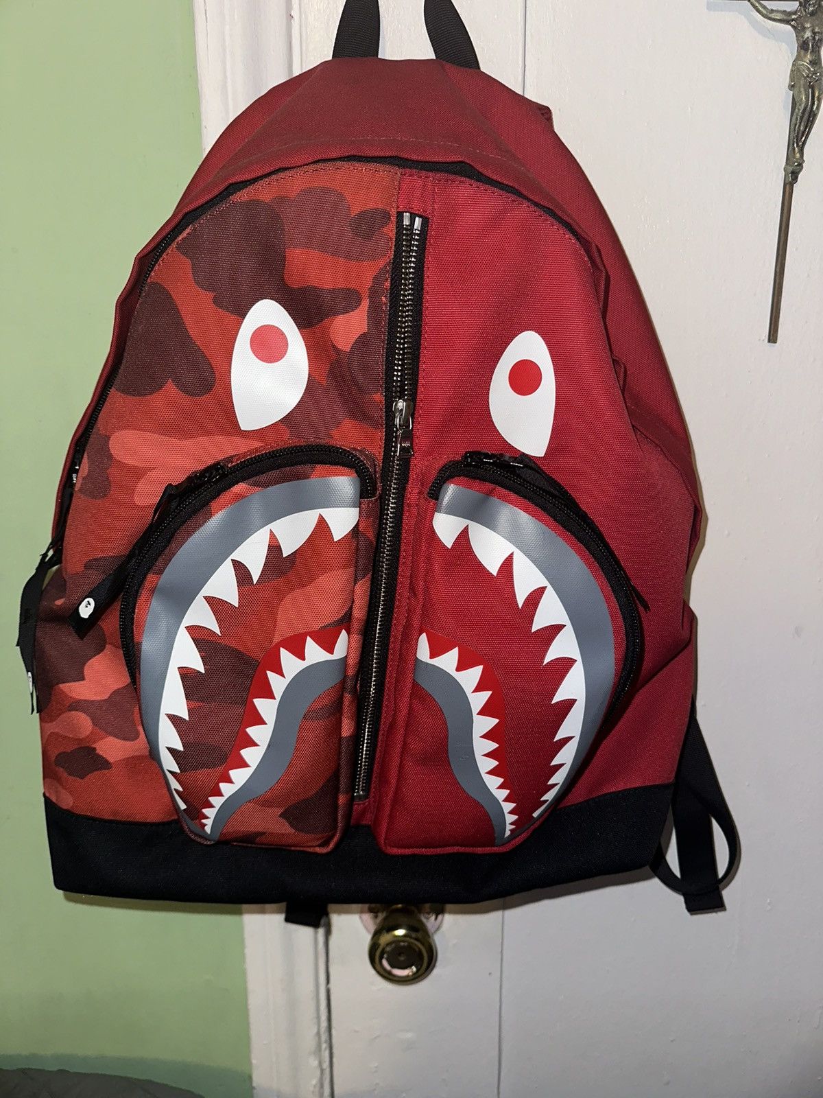 image of Bape Color Camo Shark Daypack in Red, Men's