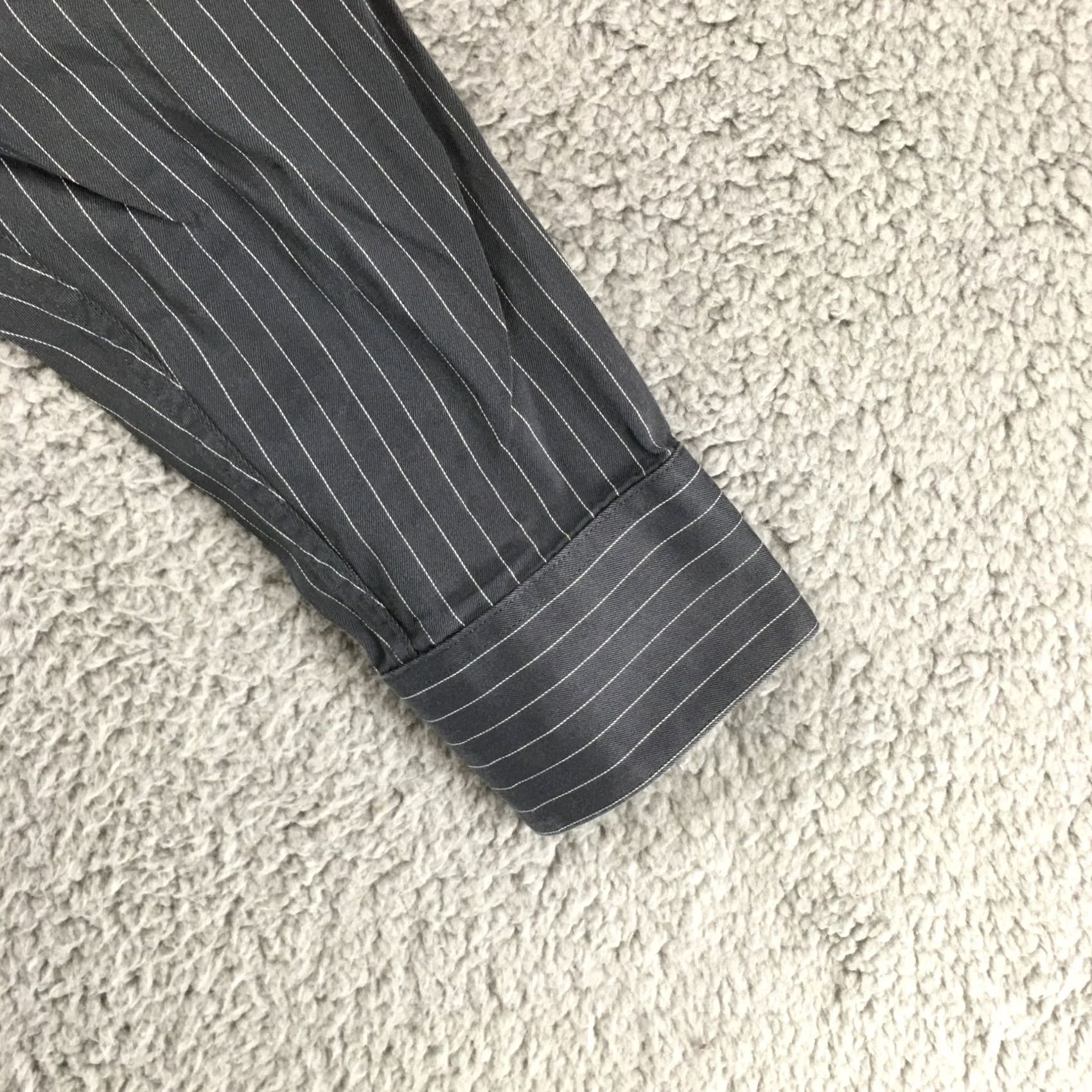 Calvin Klein Calvin Klein Dress Shirt Mens 15.5 Gray Pinstripe Regular Fit Long Sleeve Shirt Mens Size 42R - 3 Thumbnail