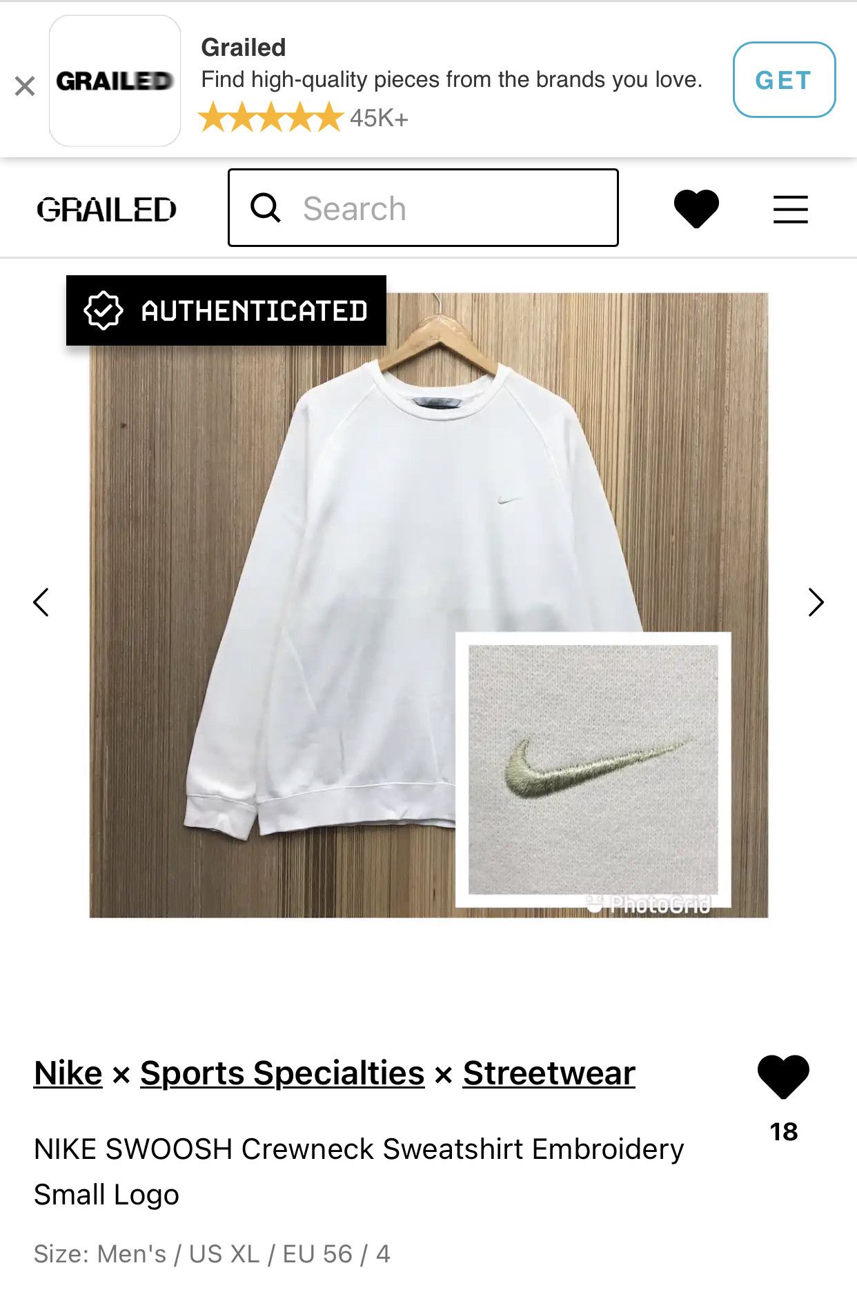 Nike × Sports Specialties Nike Swoosh Crewneck Sweatshirt Size US XL / EU 56 / 4 - 10 Thumbnail