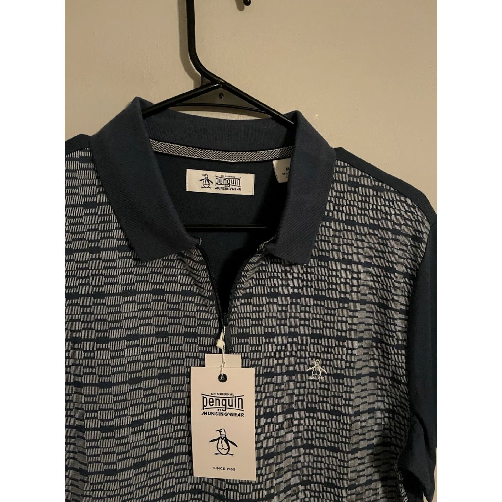Vintage Penguin by Musingwear Polo Shirt Blue Wing Teal 1/4 Zip S/S Men Medium -New- Size US M / EU 48-50 / 2 - 2 Thumbnail
